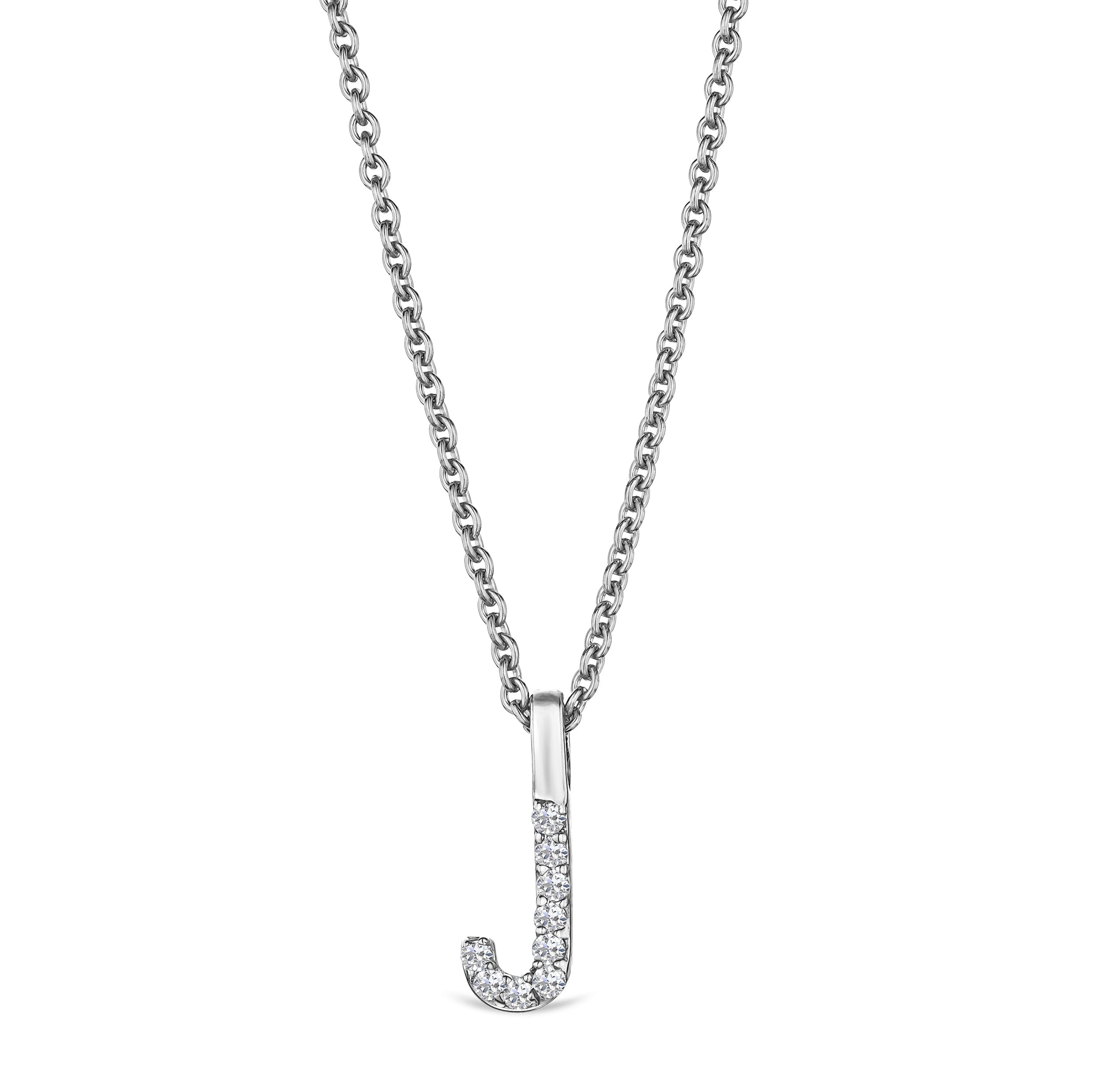 Initial Love Letter Initial J Lab Diamond Necklace set in 9K White Gold