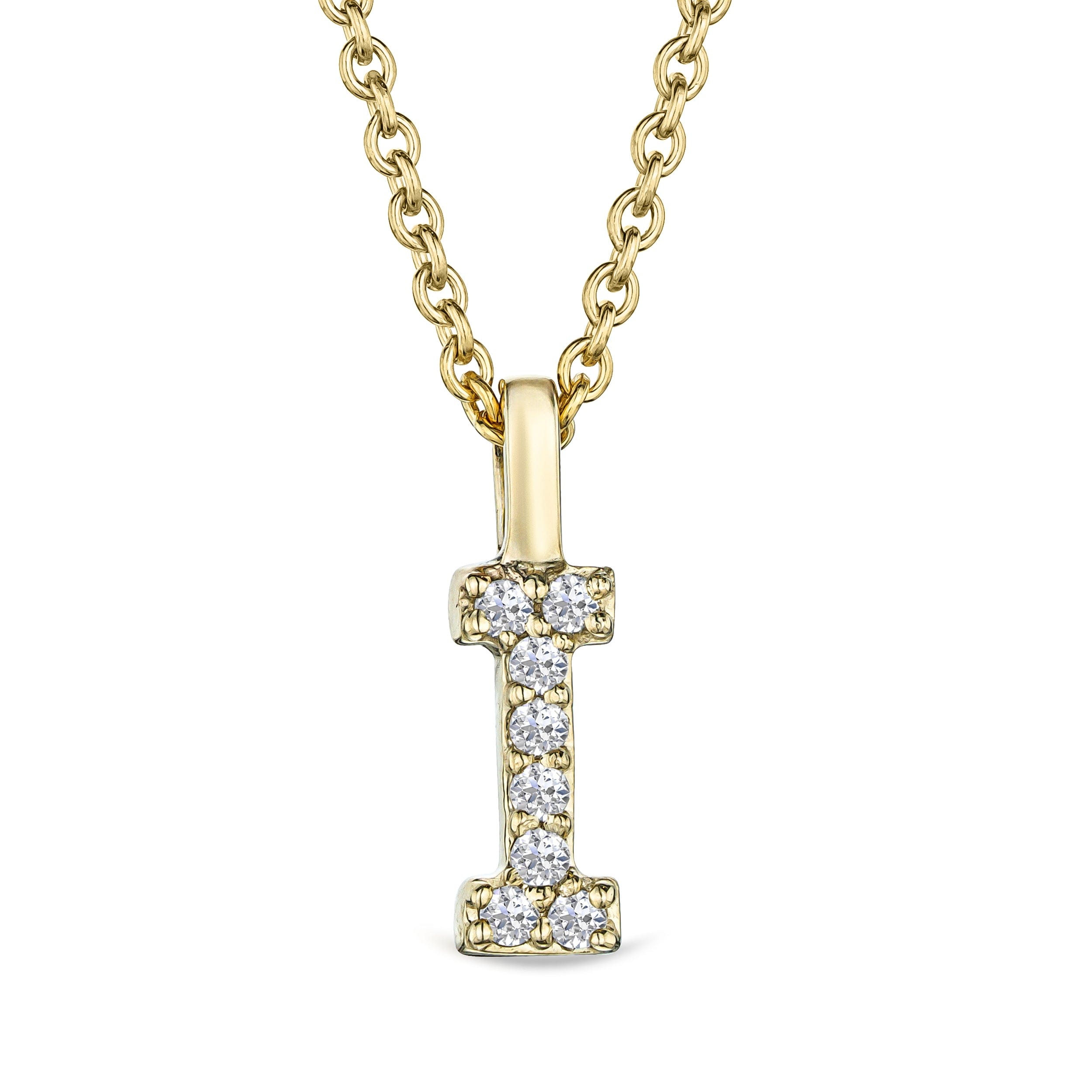 Initial Love Letter Initial I Lab Diamond Necklace set in 9K Yellow Gold