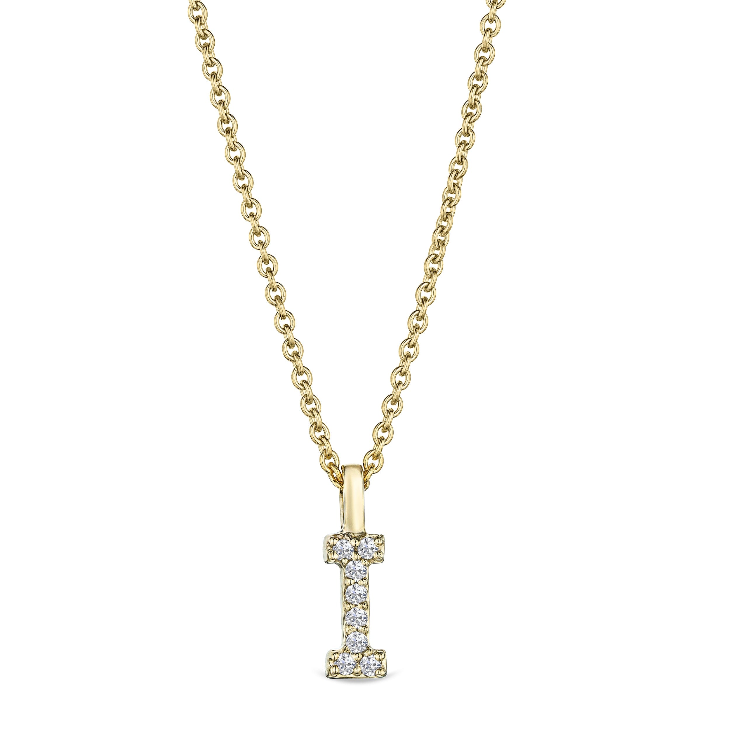 Initial Love Letter Initial I Lab Diamond Necklace set in 9K Yellow Gold