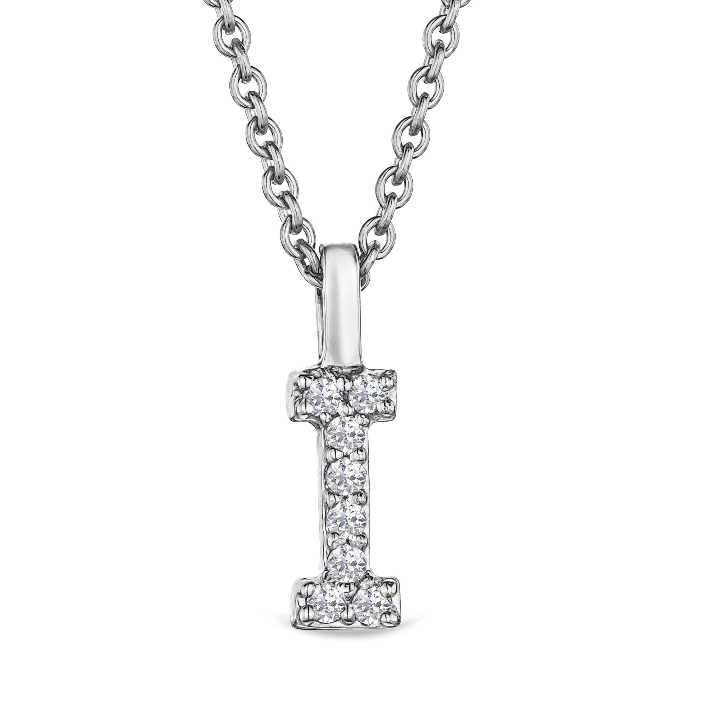 Initial Love Letter Initial I Lab Diamond Necklace set in 9K White Gold