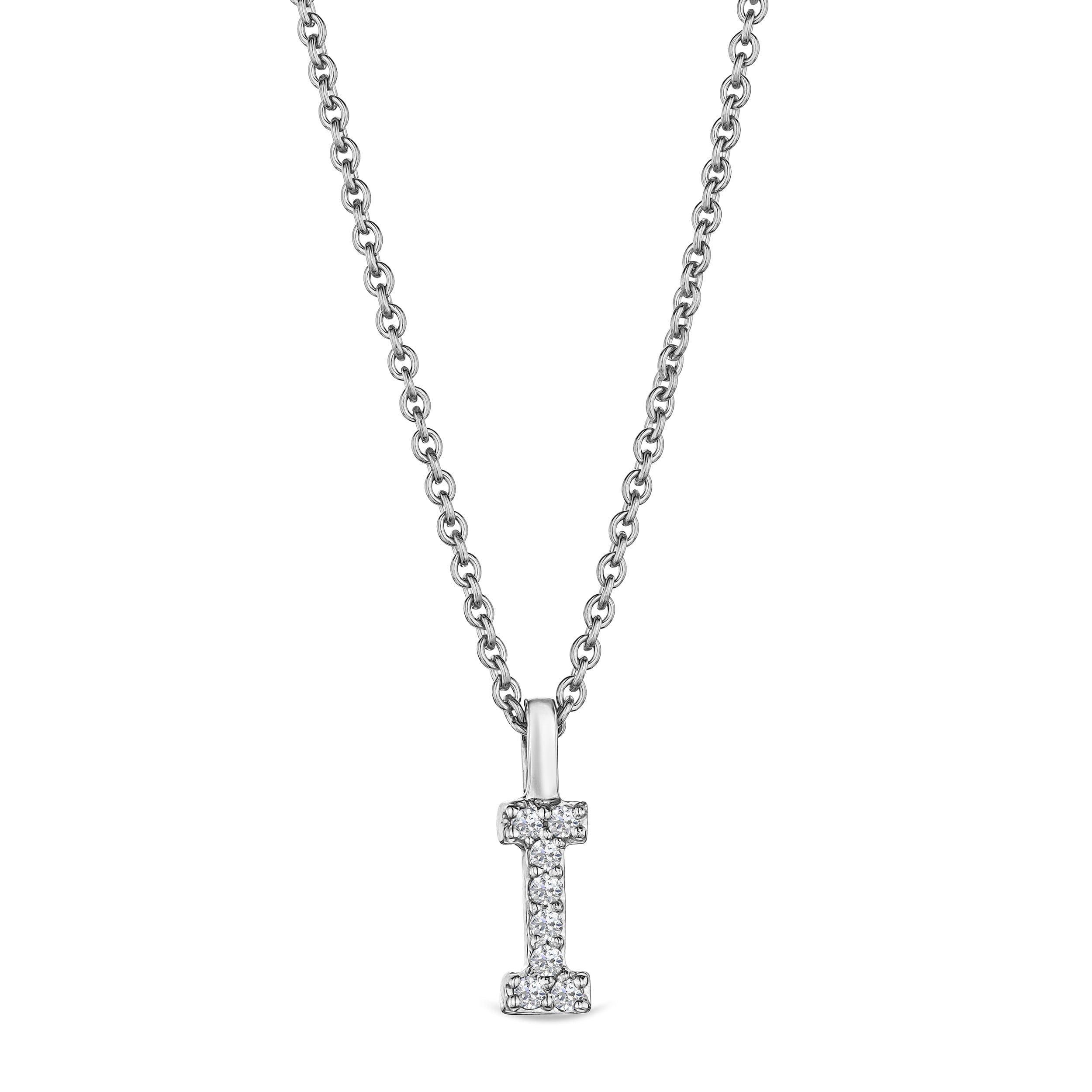 Initial Love Letter Initial I Lab Diamond Necklace set in 9K White Gold