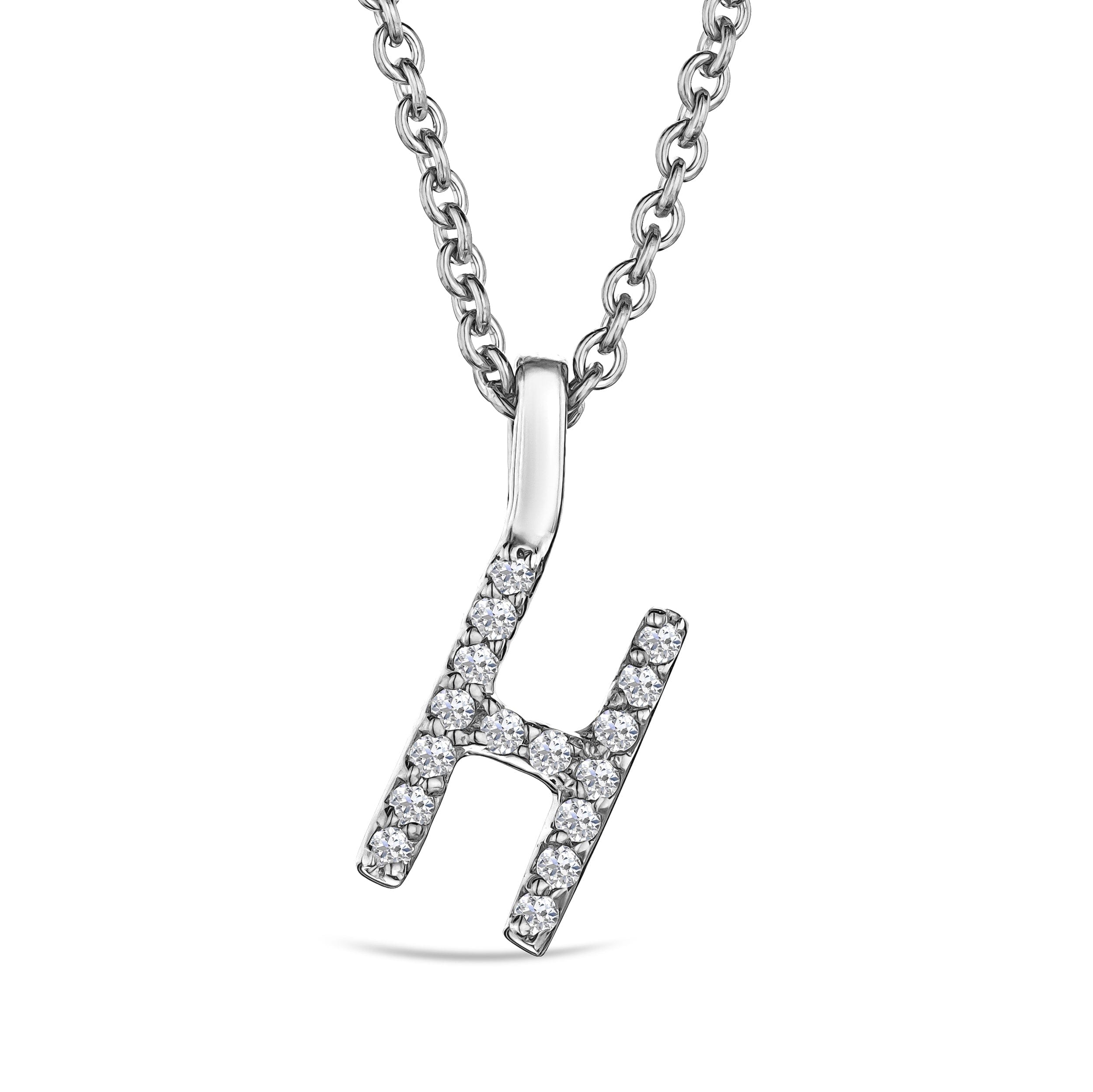 Initial Love Letter Initial H Lab Diamond Necklace set in 9K White Gold