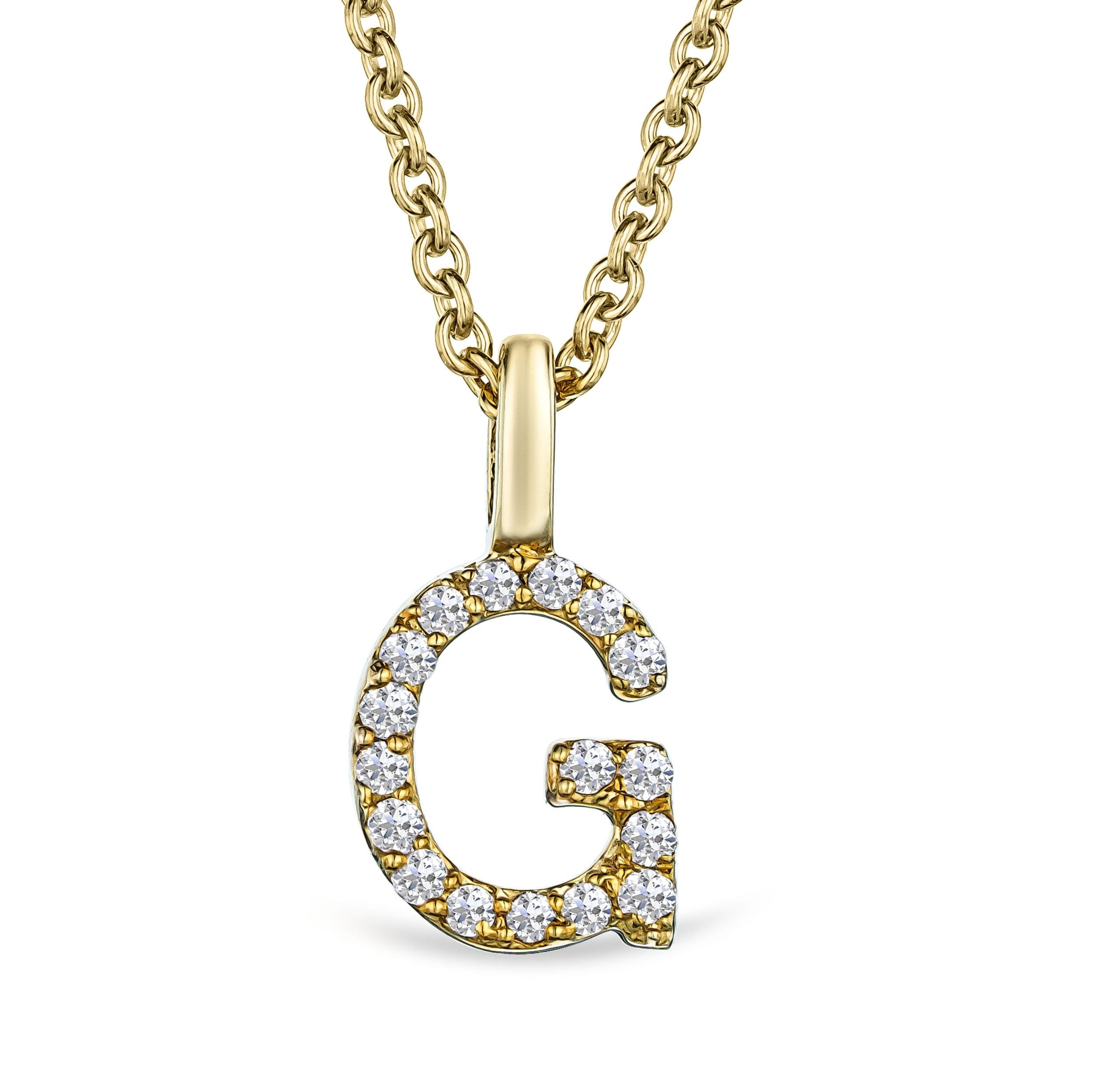 Initial Love Letter Initial G Lab Diamond Necklace set in 9K Yellow Gold