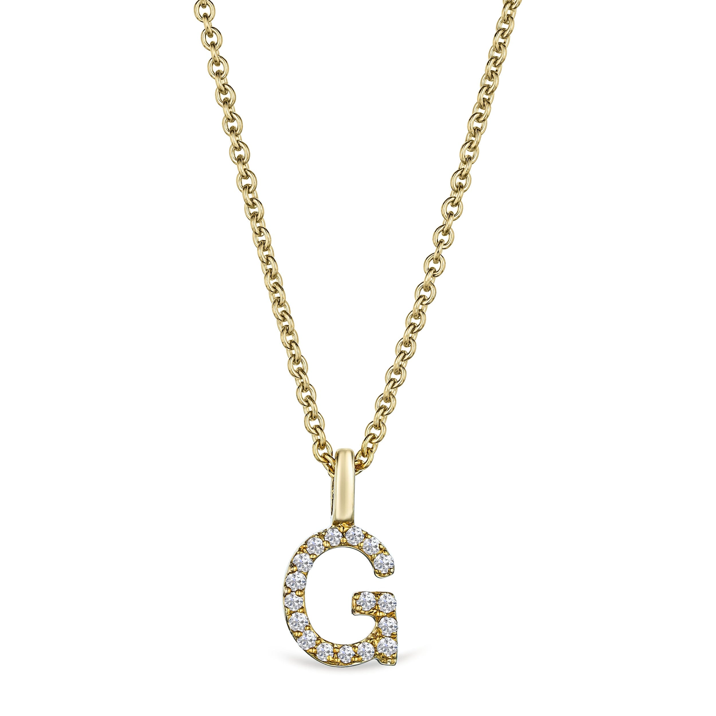 Initial Love Letter Initial G Lab Diamond Necklace set in 9K Yellow Gold