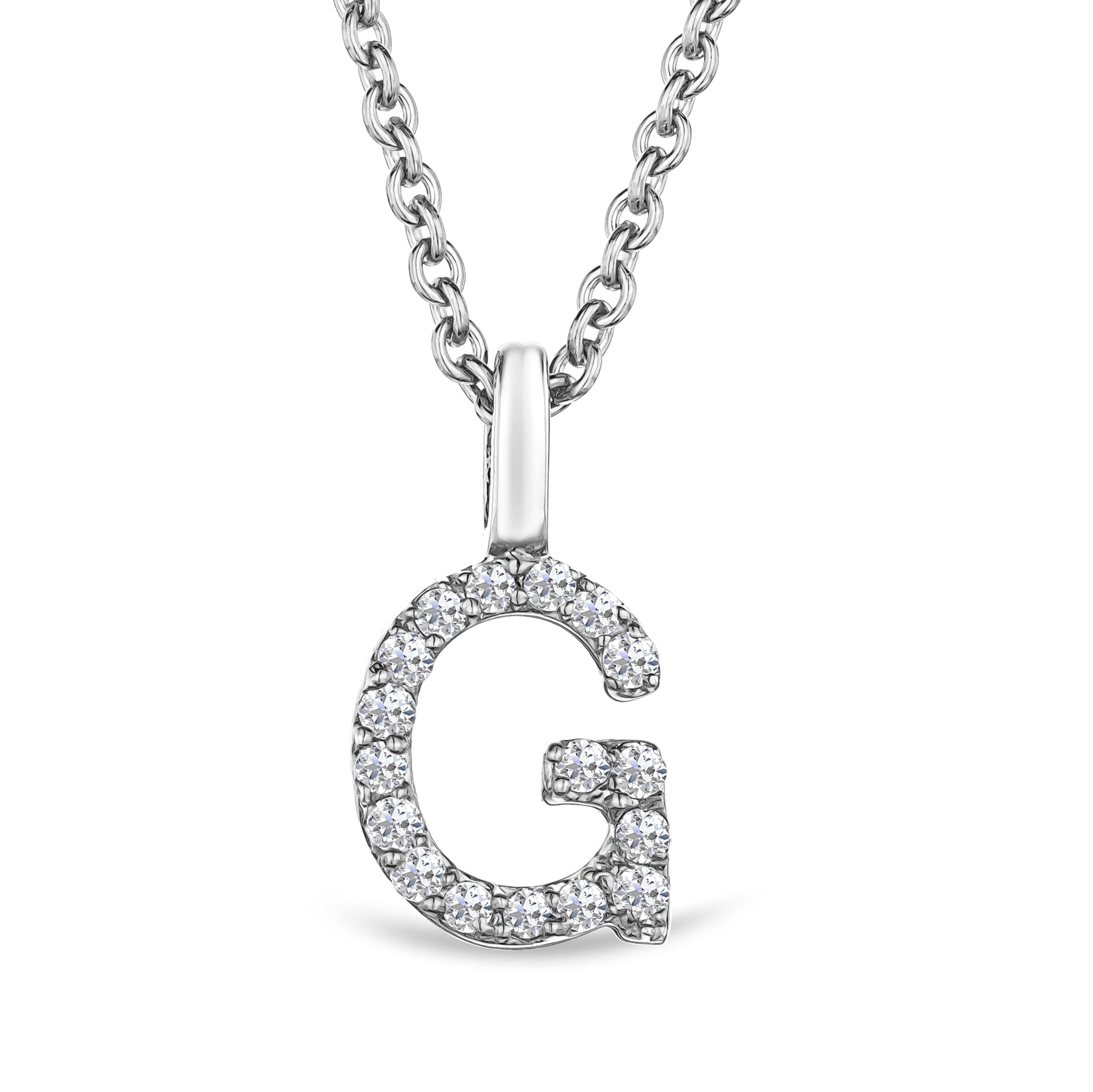 Initial Love Letter Initial G Lab Diamond Necklace set in 9K White Gold