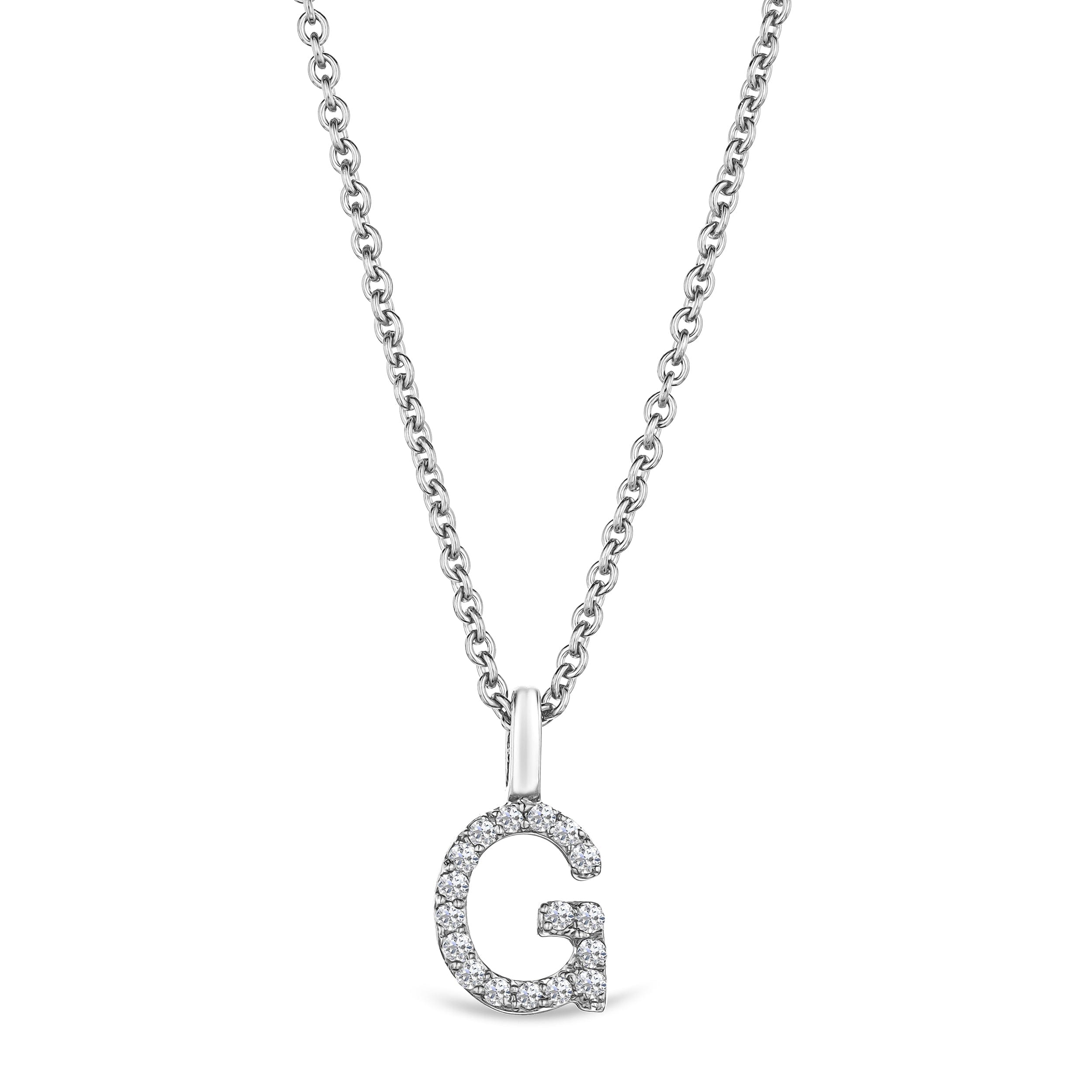 Initial Love Letter Initial G Lab Diamond Necklace set in 9K White Gold