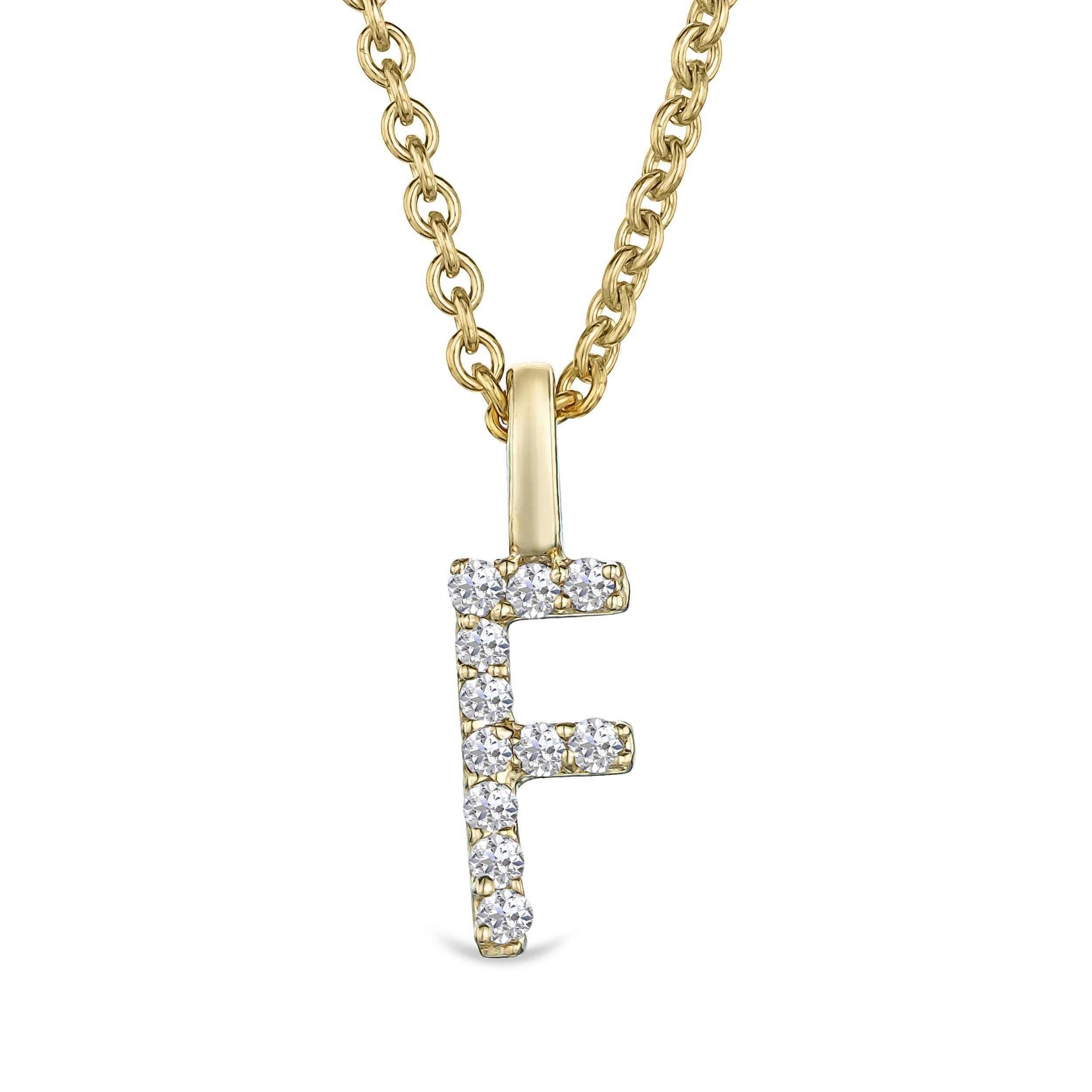 Initial Love Letter Initial F Lab Diamond Necklace set in 9K Yellow Gold