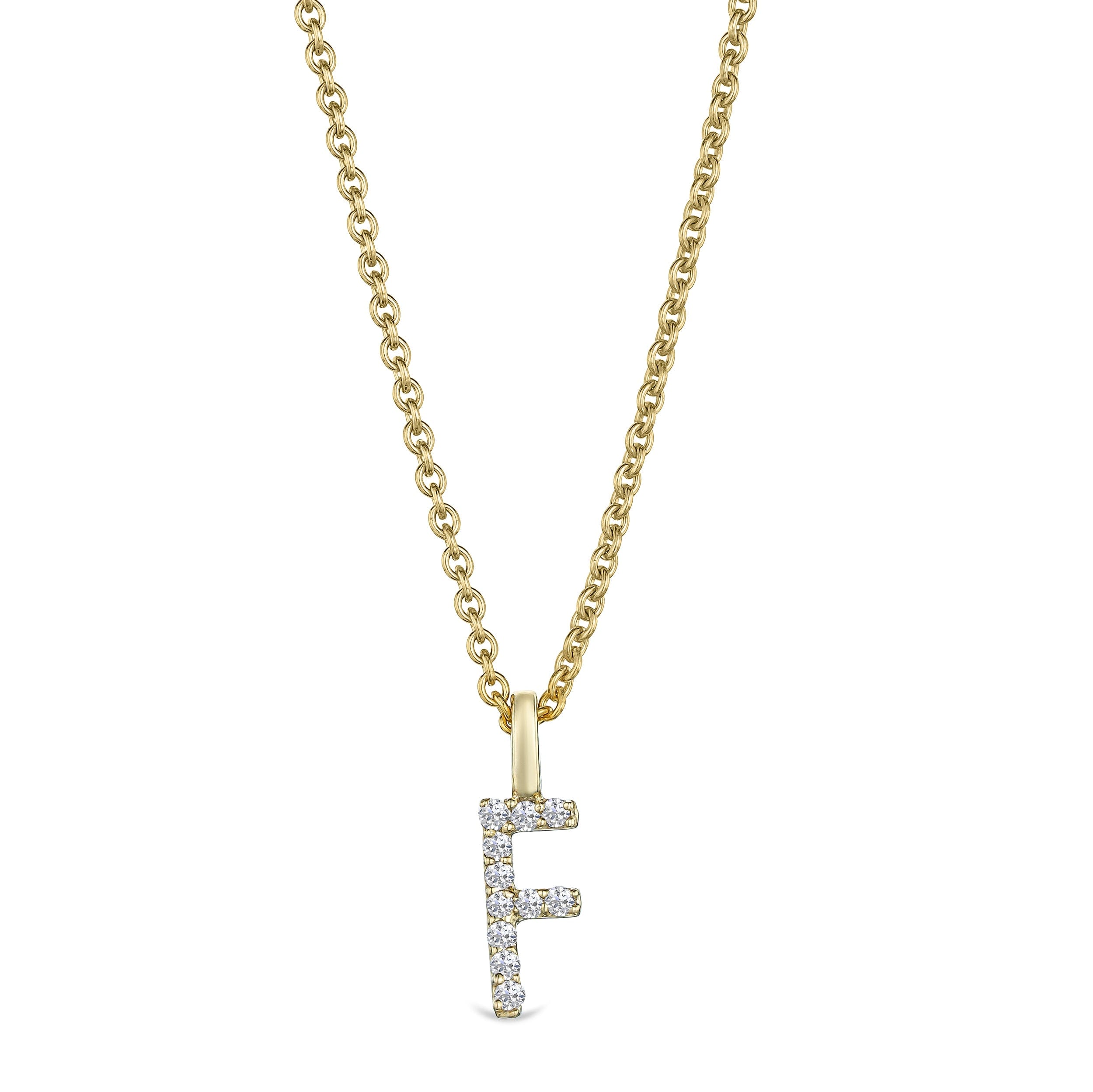 Initial Love Letter Initial F Lab Diamond Necklace set in 9K Yellow Gold