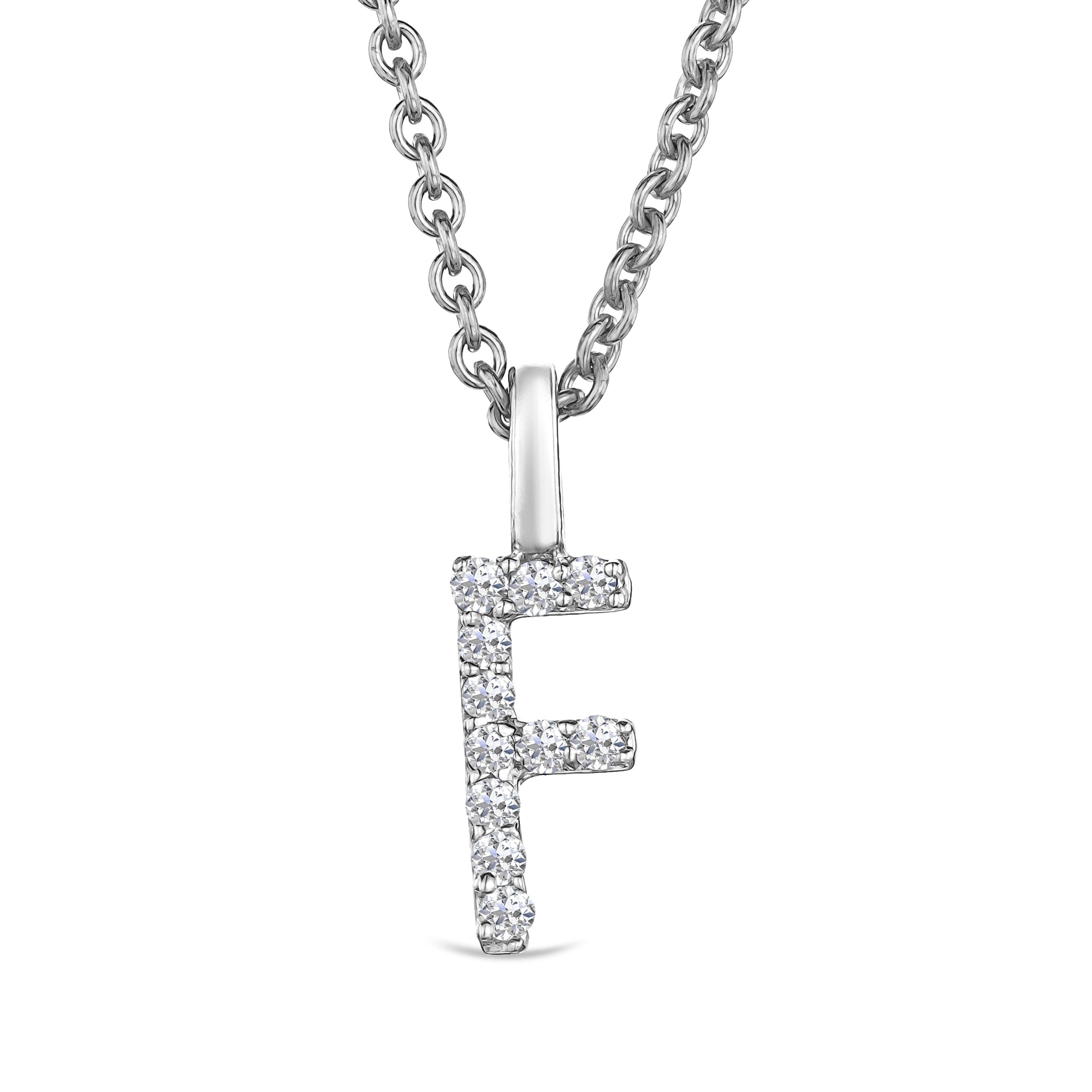 Initial Love Letter Initial F Lab Diamond Necklace set in 9K White Gold
