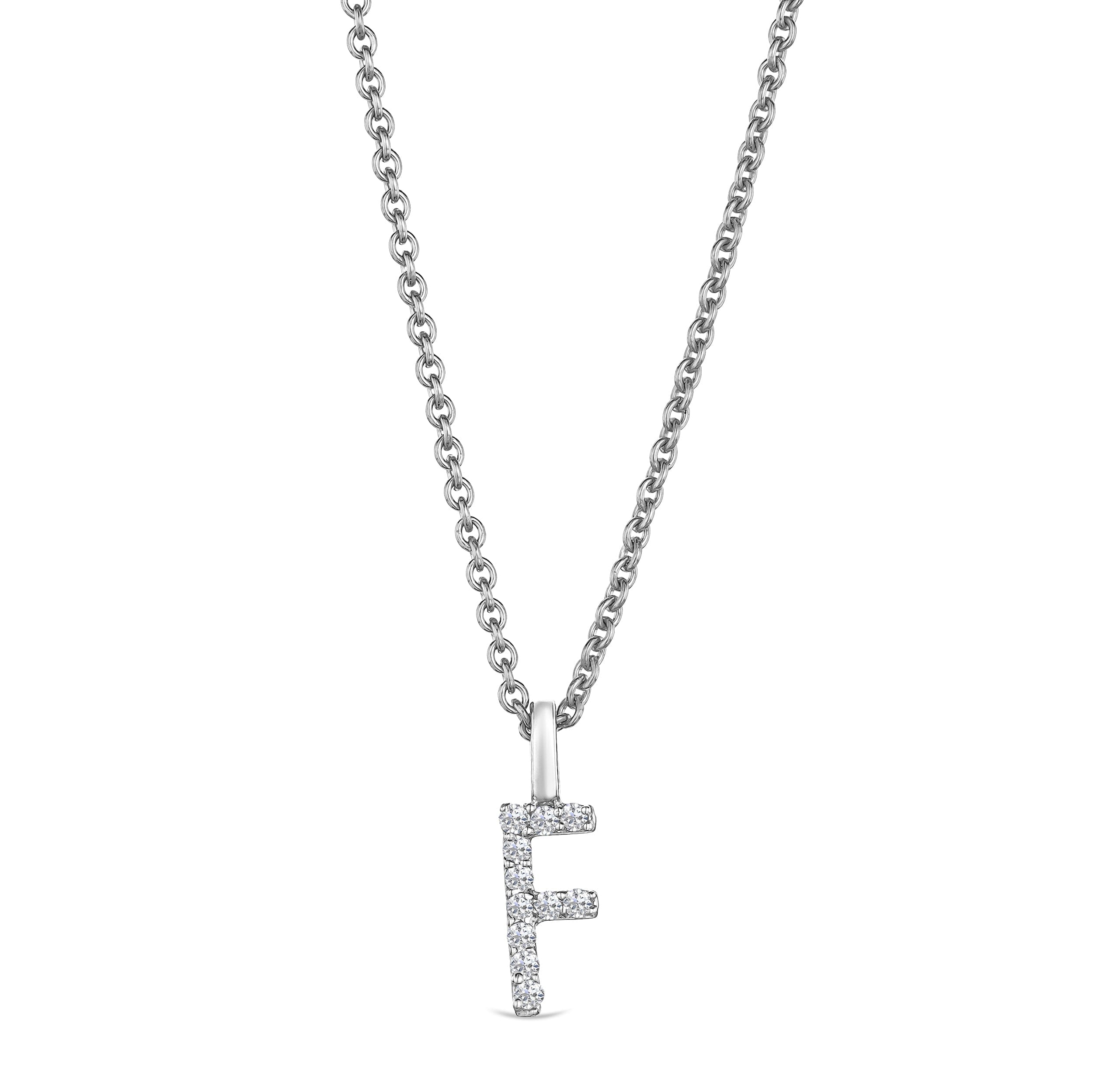 Initial Love Letter Initial F Lab Diamond Necklace set in 9K White Gold