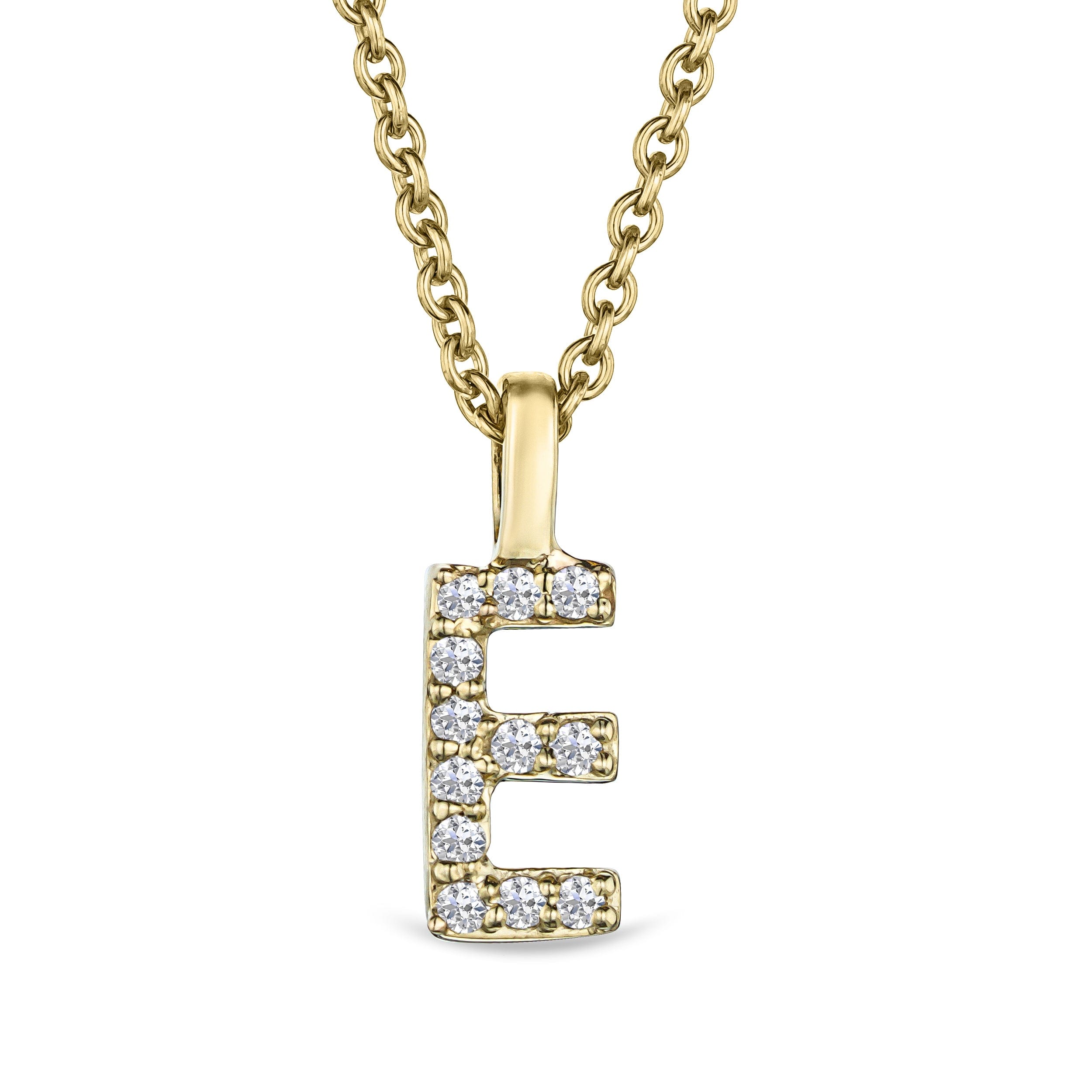 Initial Love Letter Initial E Lab Diamond Necklace set in 9K Yellow Gold