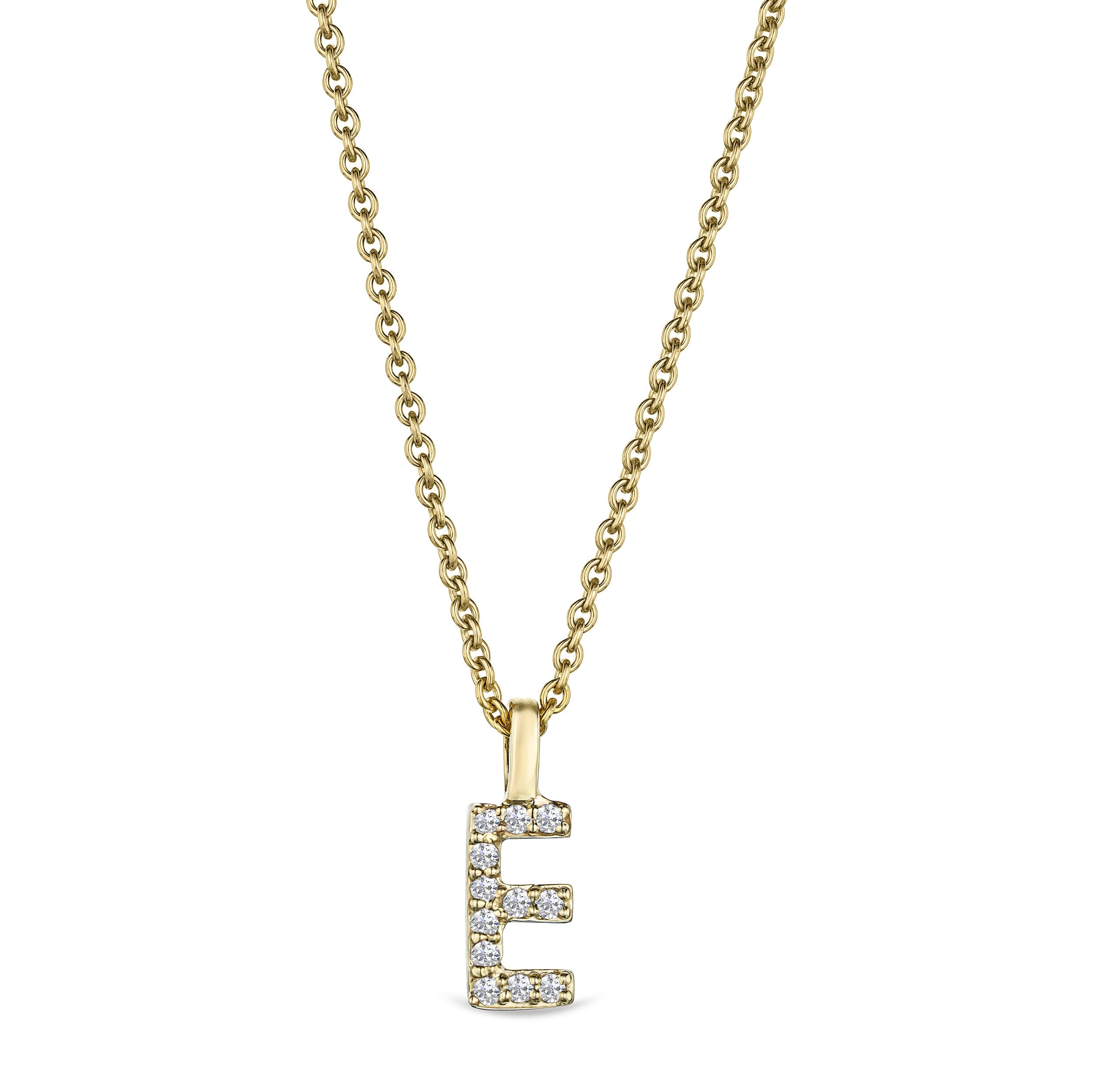 Initial Love Letter Initial E Lab Diamond Necklace set in 9K Yellow Gold