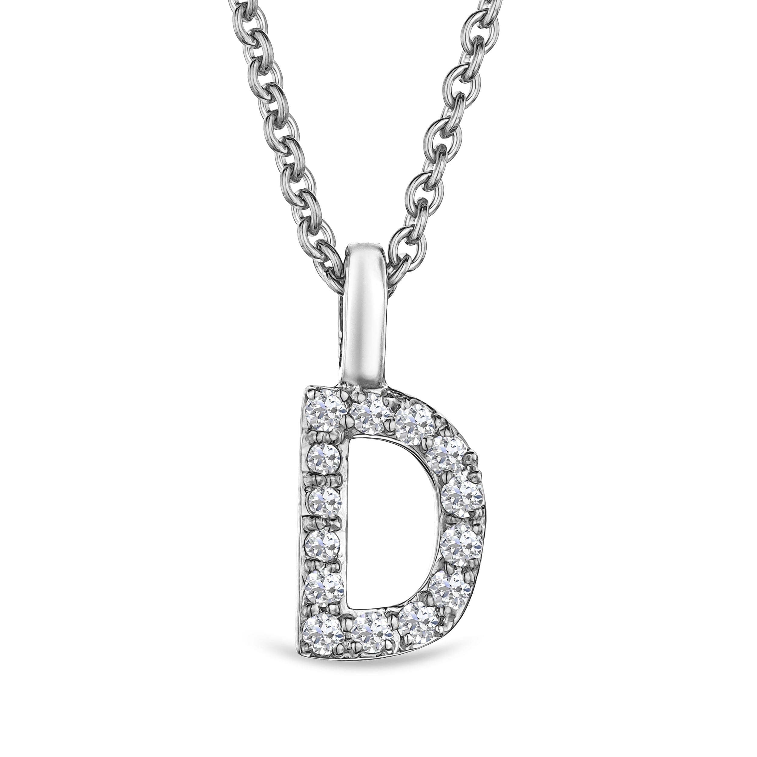 Initial Love Letter Initial D Lab Diamond Necklace set in 9K White Gold