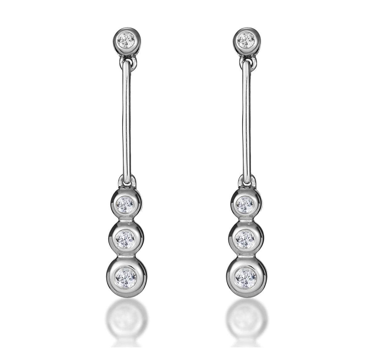 The Diamond Store Trilogy Drop Earrings 0.12ct Lab Diamonds 925 Sterling Silver