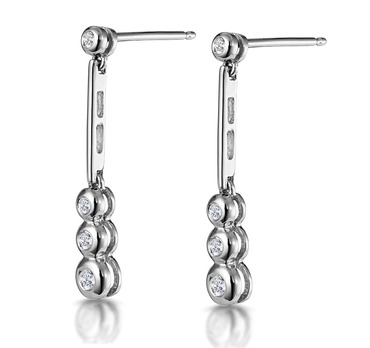 The Diamond Store Trilogy Drop Earrings 0.12ct Lab Diamonds 925 Sterling Silver