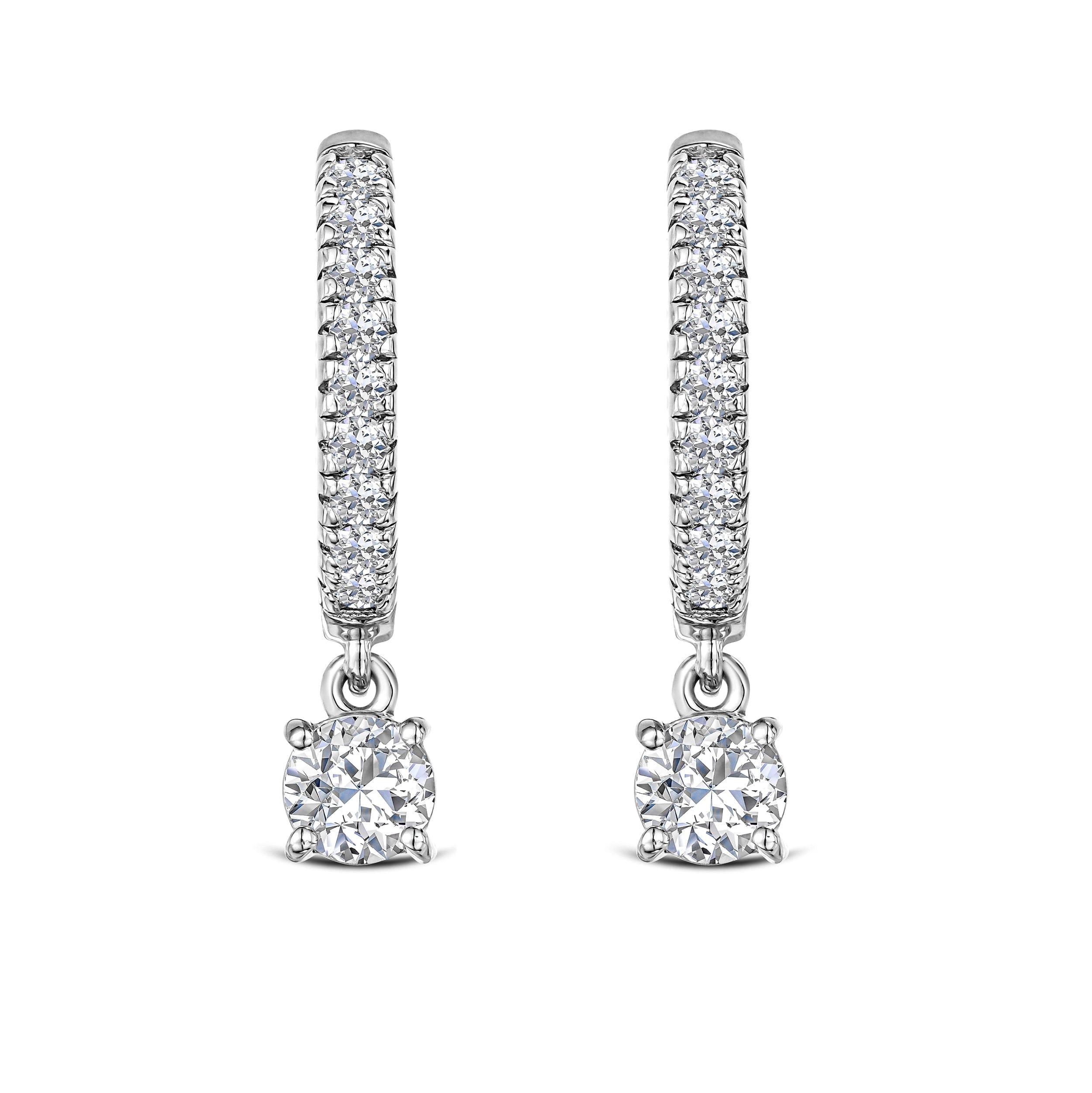 Diamond Stellato Huggie Drop Lab Diamond Earrings 1.00ct in 925 Sterling Silver