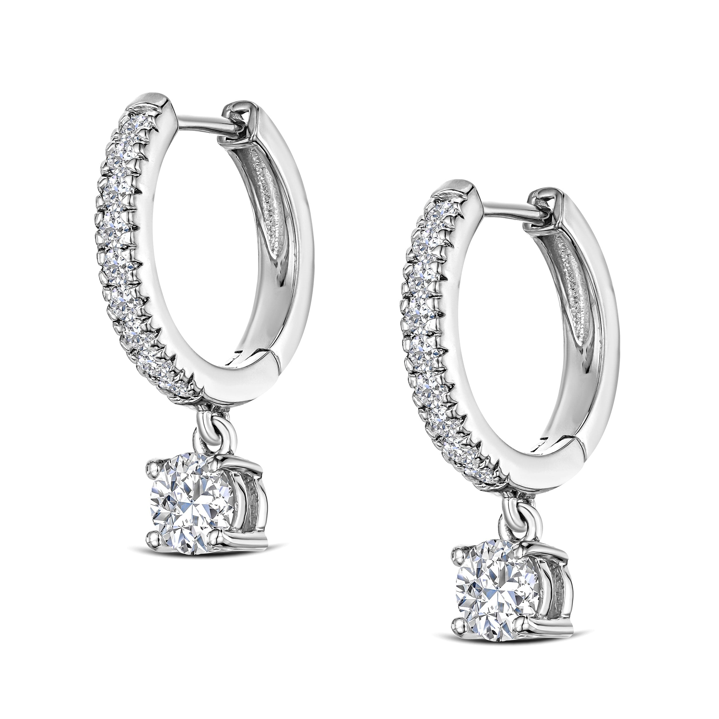 Diamond Stellato Huggie Drop Lab Diamond Earrings 1.00ct in 925 Sterling Silver