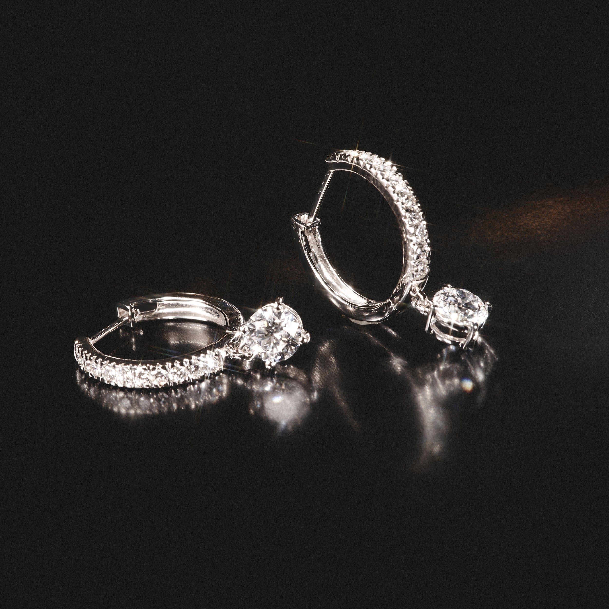 Diamond Stellato Huggie Drop Lab Diamond Earrings 1.00ct in 925 Sterling Silver