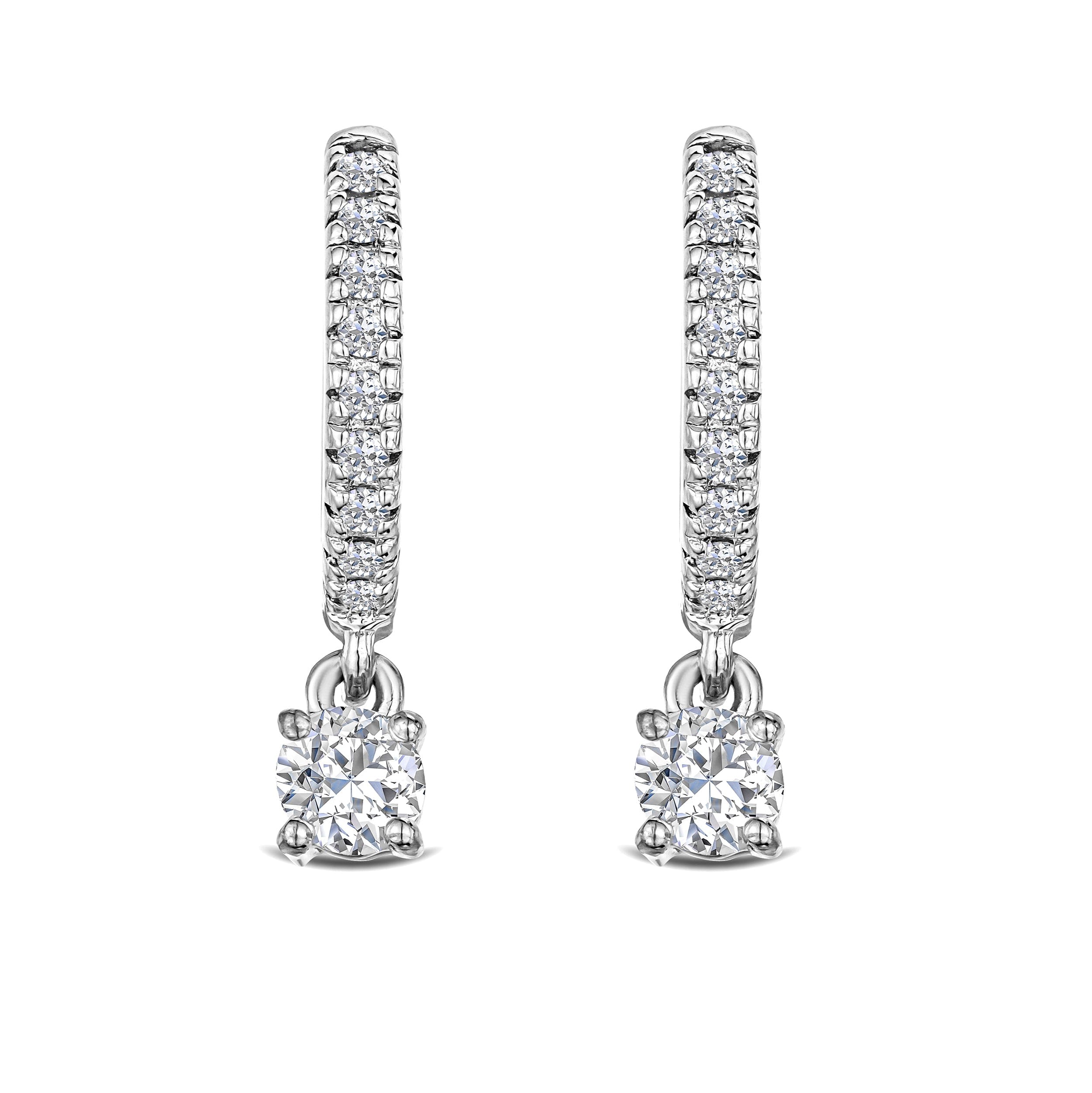 Diamond Stellato Huggie Drop Lab Diamond Earrings 0.50ct in 925 Sterling Silver