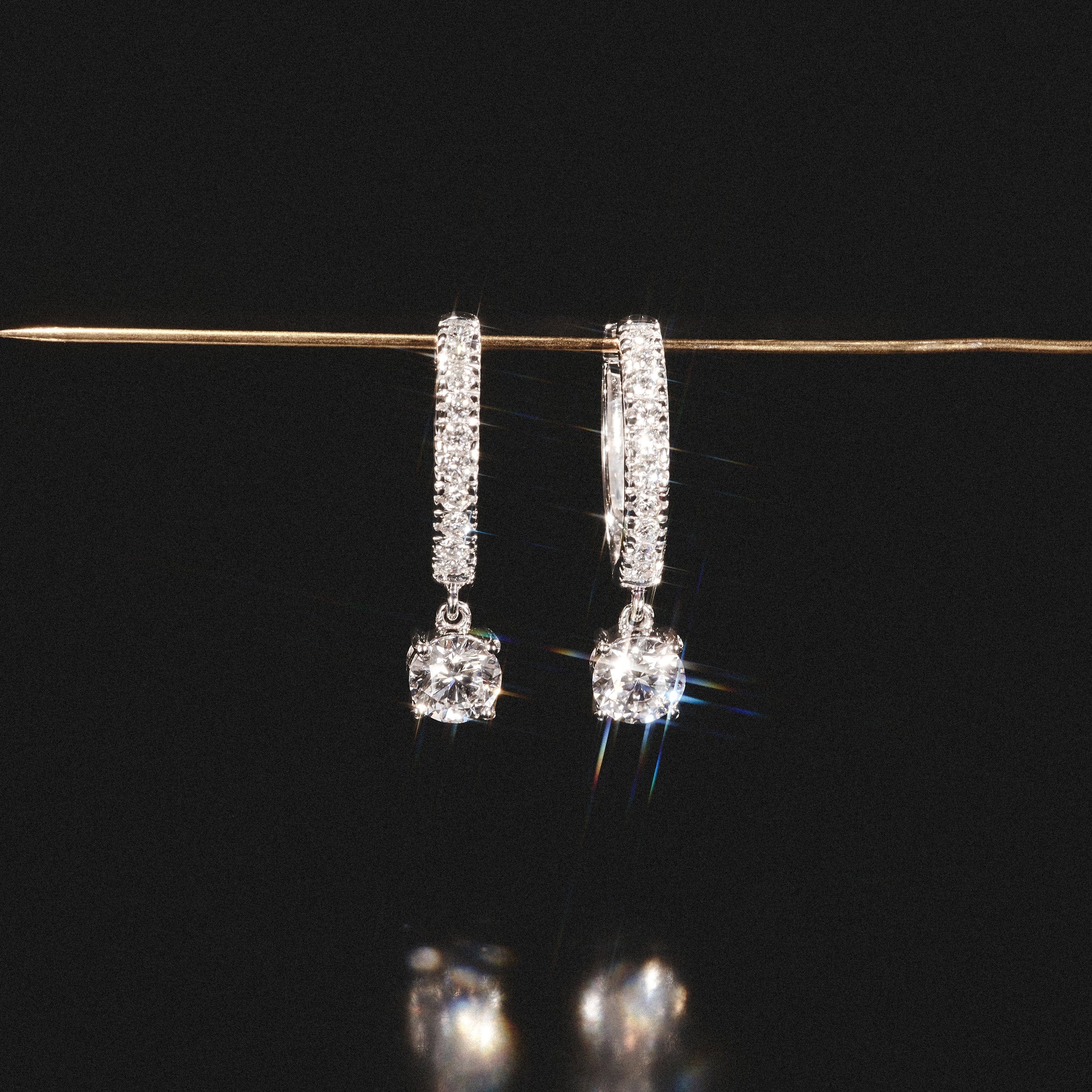 Diamond Stellato Huggie Drop Lab Diamond Earrings 0.50ct in 925 Sterling Silver