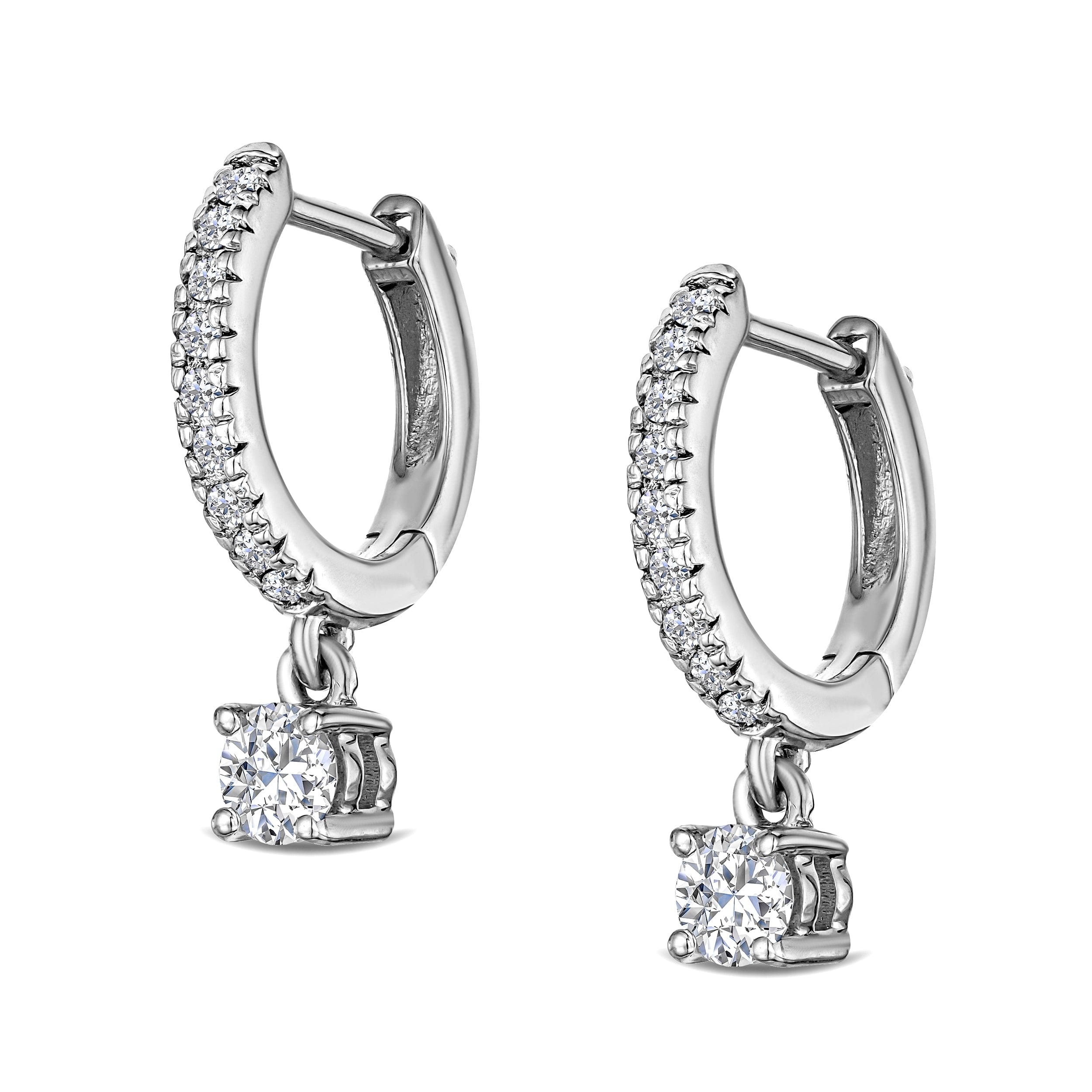 Diamond Stellato Huggie Drop Lab Diamond Earrings 0.50ct in 925 Sterling Silver