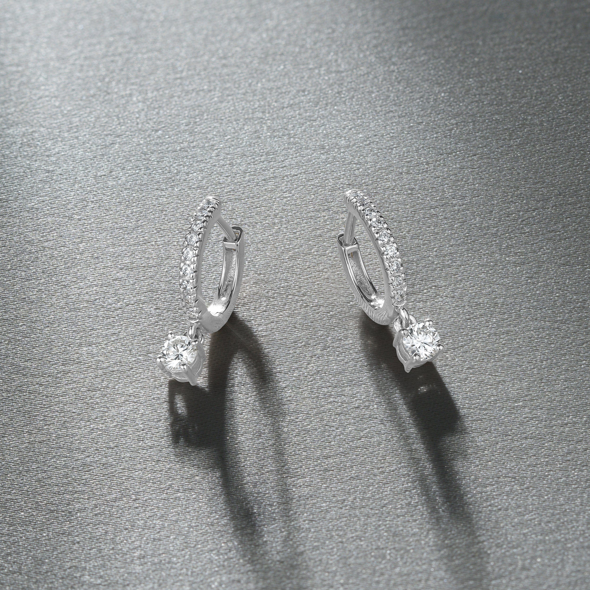 Diamond Stellato Huggie Drop Lab Diamond Earrings 0.50ct in 925 Sterling Silver