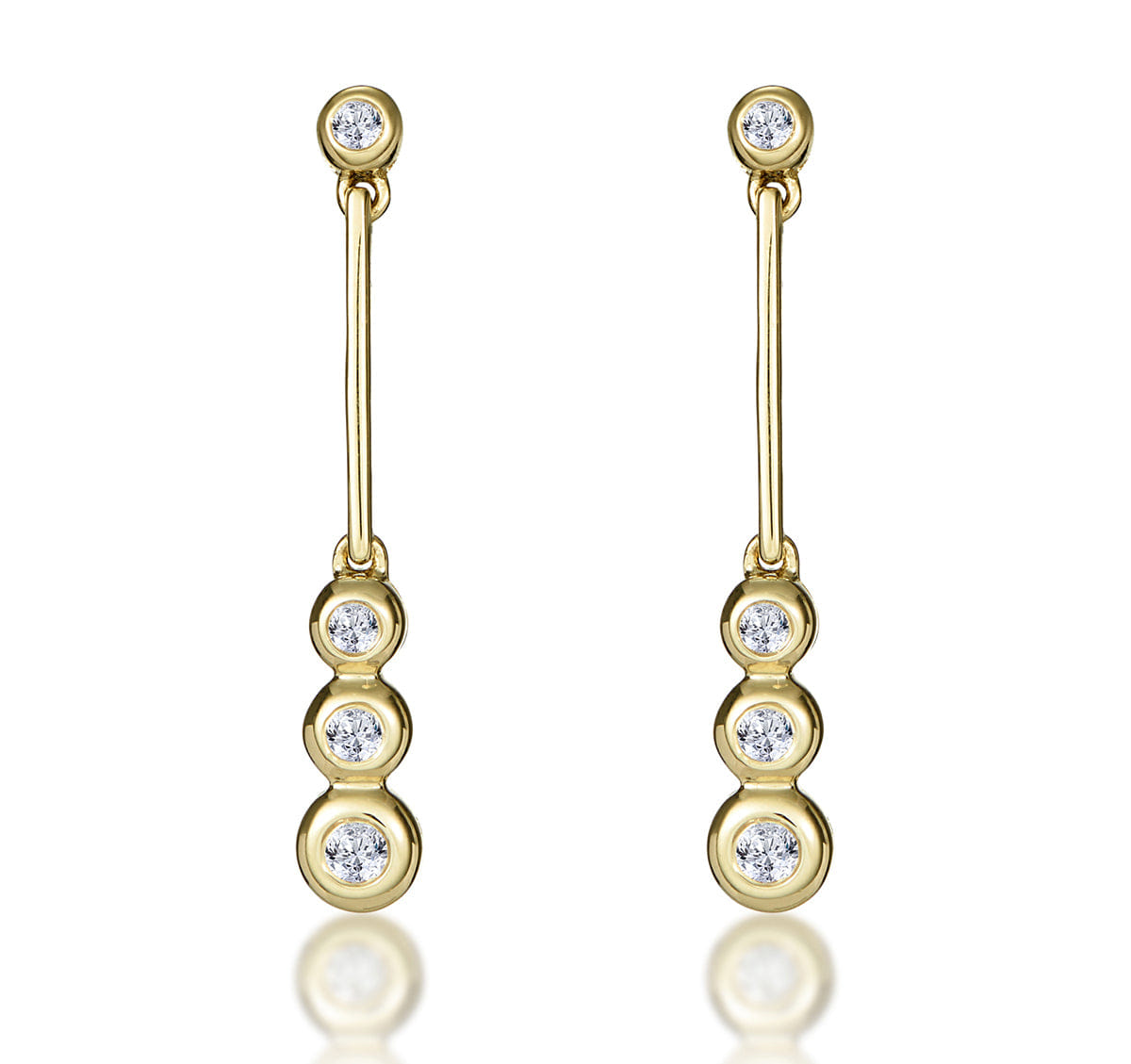The Diamond Store Trilogy Drop Earrings 0.12ct Lab Diamonds 18K Gold Vermeil