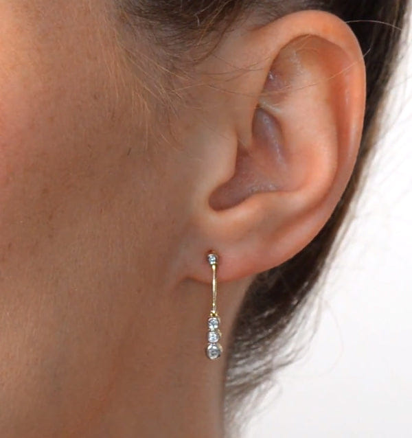 The Diamond Store Trilogy Drop Earrings 0.12ct Lab Diamonds 18K Gold Vermeil