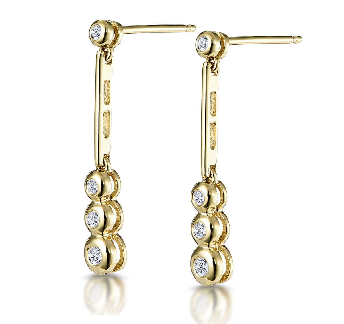The Diamond Store Trilogy Drop Earrings 0.12ct Lab Diamonds 18K Gold Vermeil