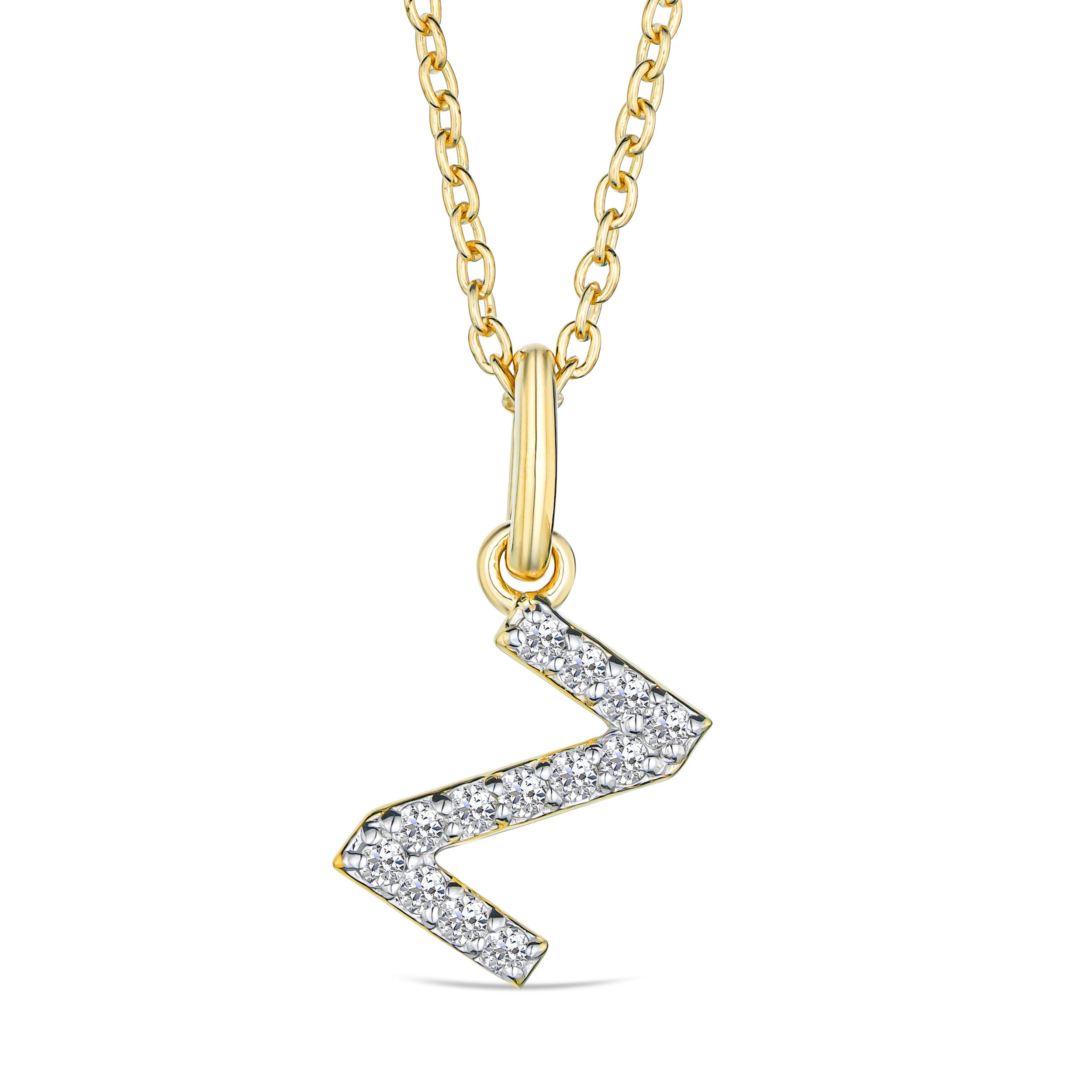 Initial Love Letter Initial Z Lab Diamond Necklace set in 18K Gold Vermeil