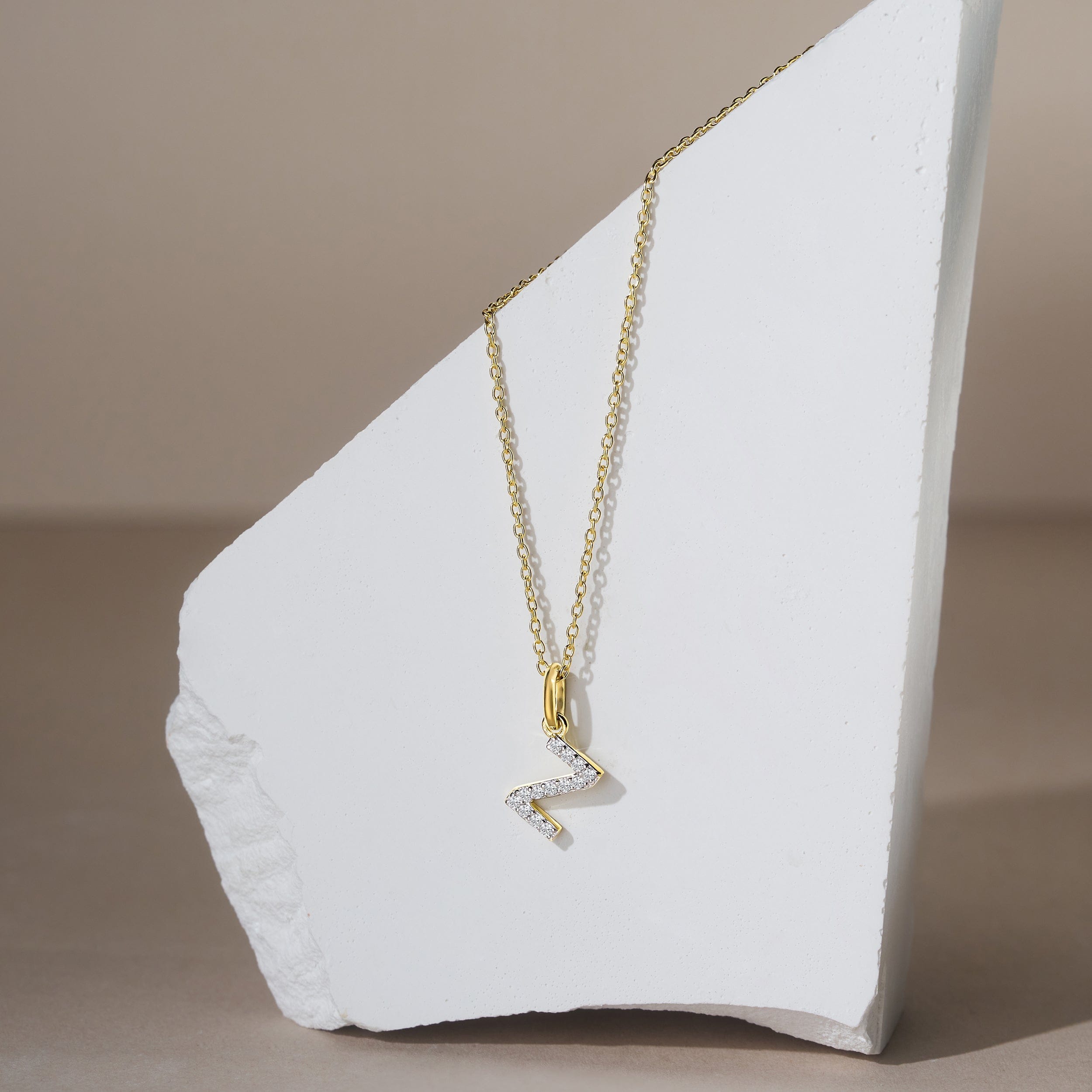 Initial Love Letter Initial Z Lab Diamond Necklace set in 18K Gold Vermeil