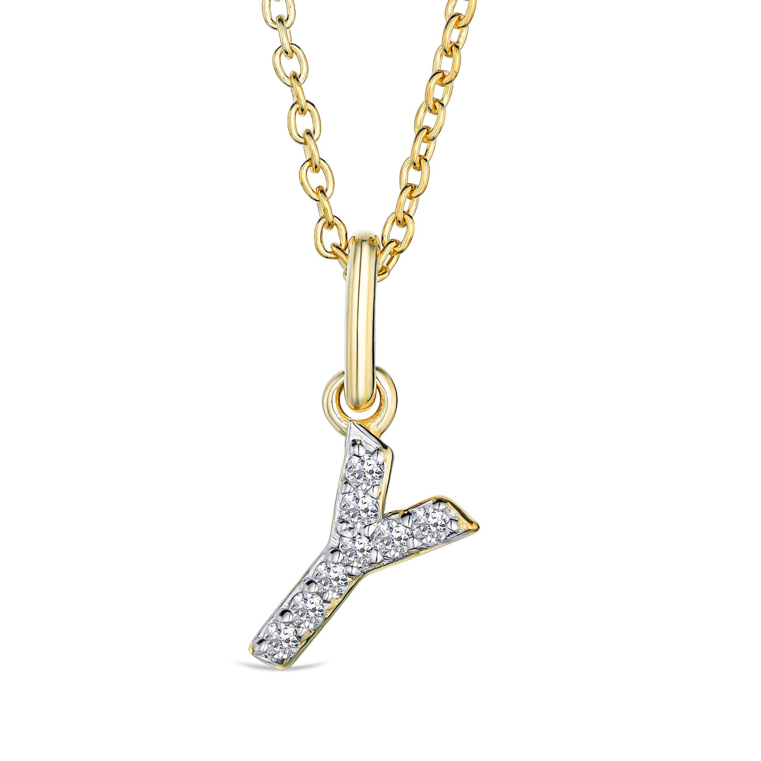 Initial Love Letter Initial Y Lab Diamond Necklace set in 18K Gold Vermeil