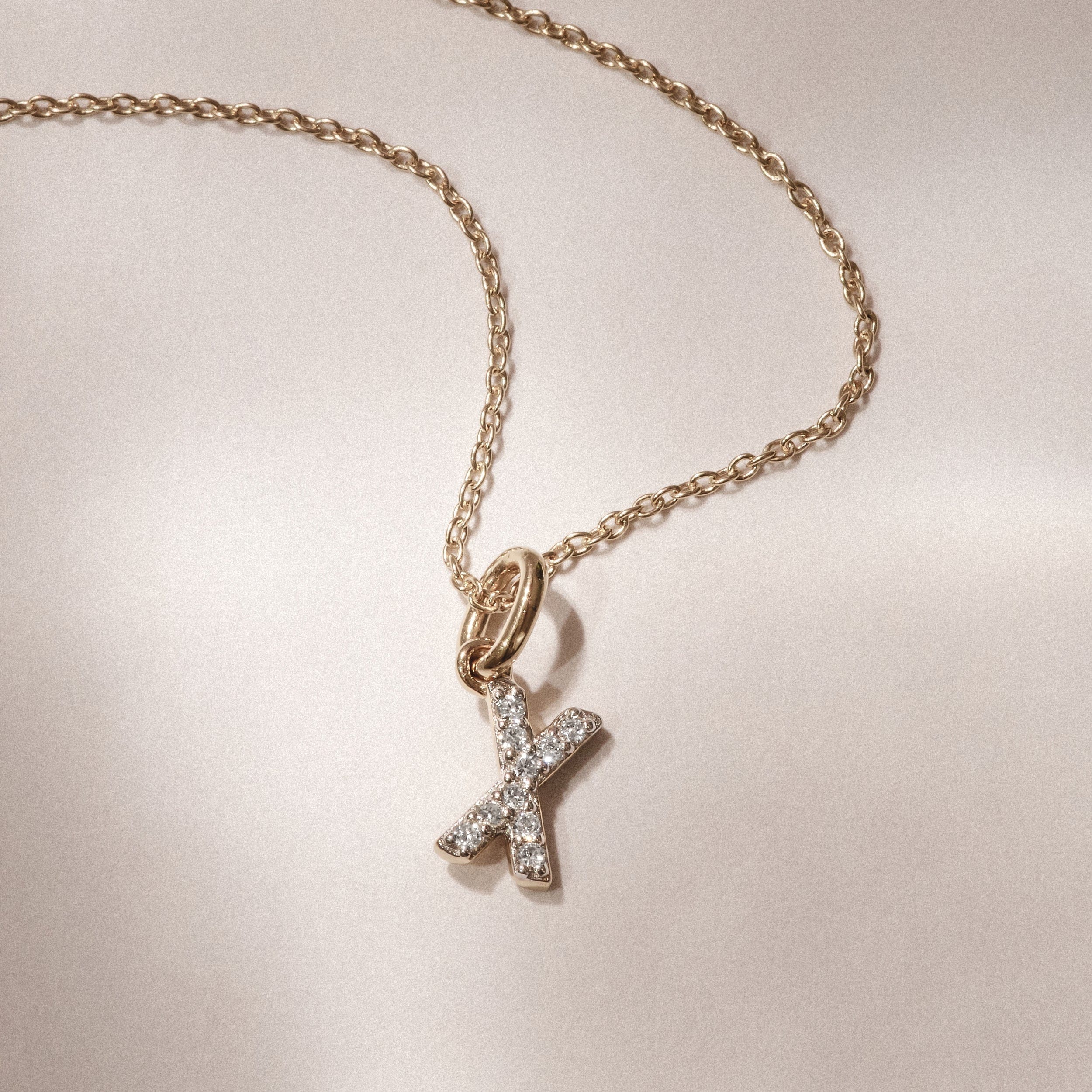 Initial Love Letter Initial x Lab Diamond Necklace set in 18K Gold Vermeil