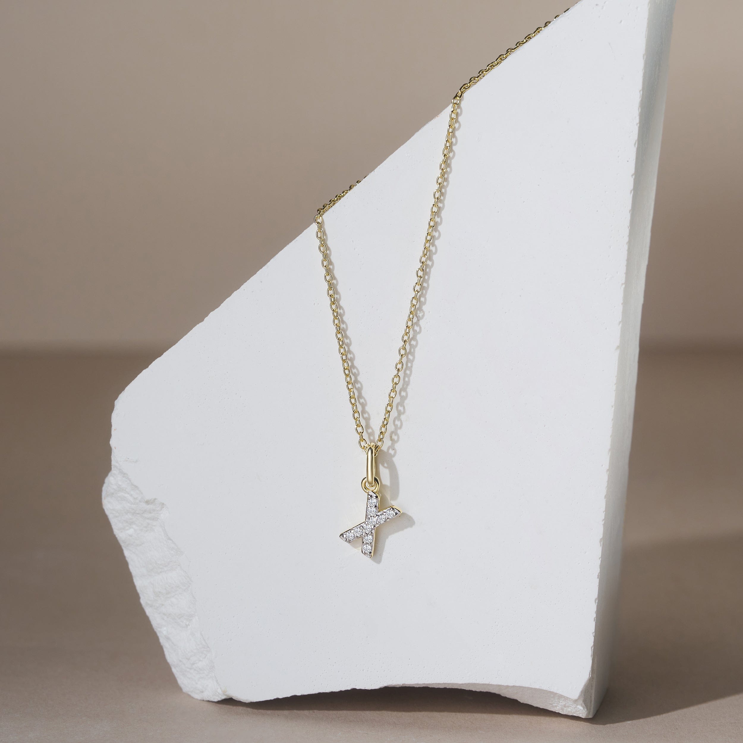 Initial Love Letter Initial x Lab Diamond Necklace set in 18K Gold Vermeil