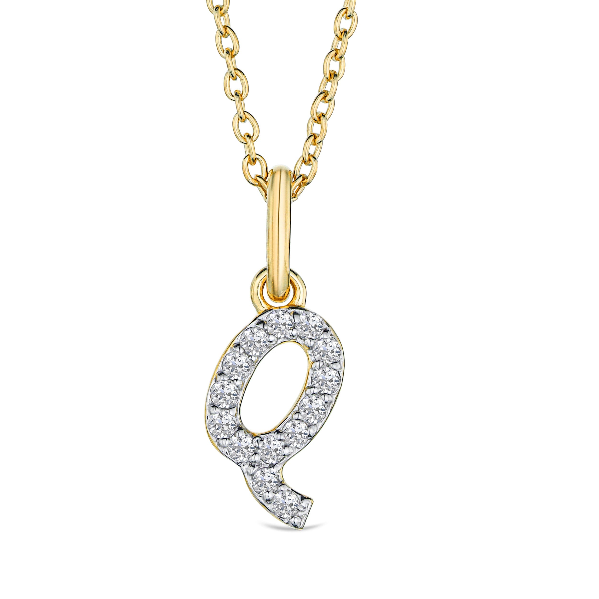Initial Love Letter Initial Q Lab Diamond Necklace set in 18K Gold Vermeil