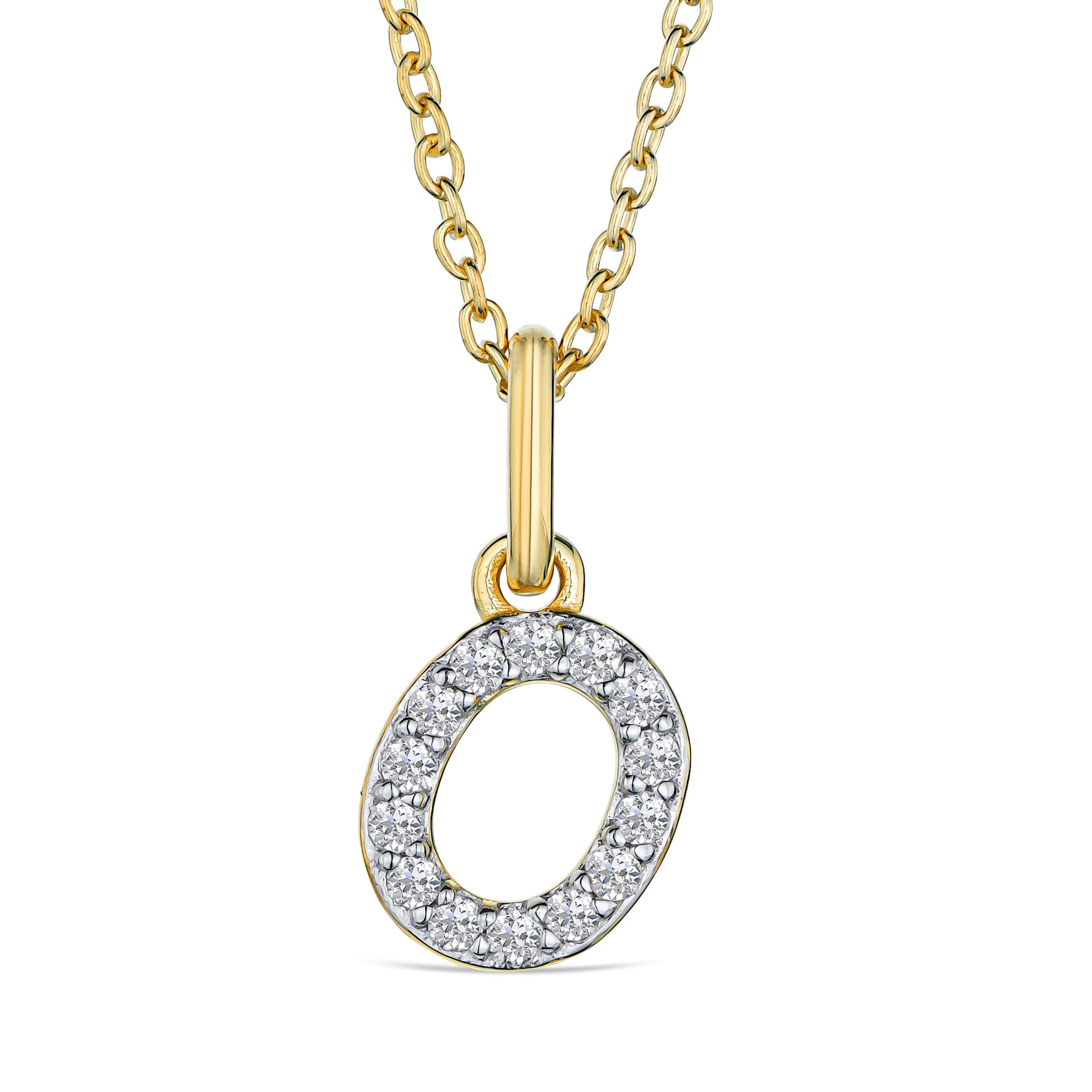 Initial Love Letter Initial O Lab Diamond Necklace set in 18K Gold Vermeil