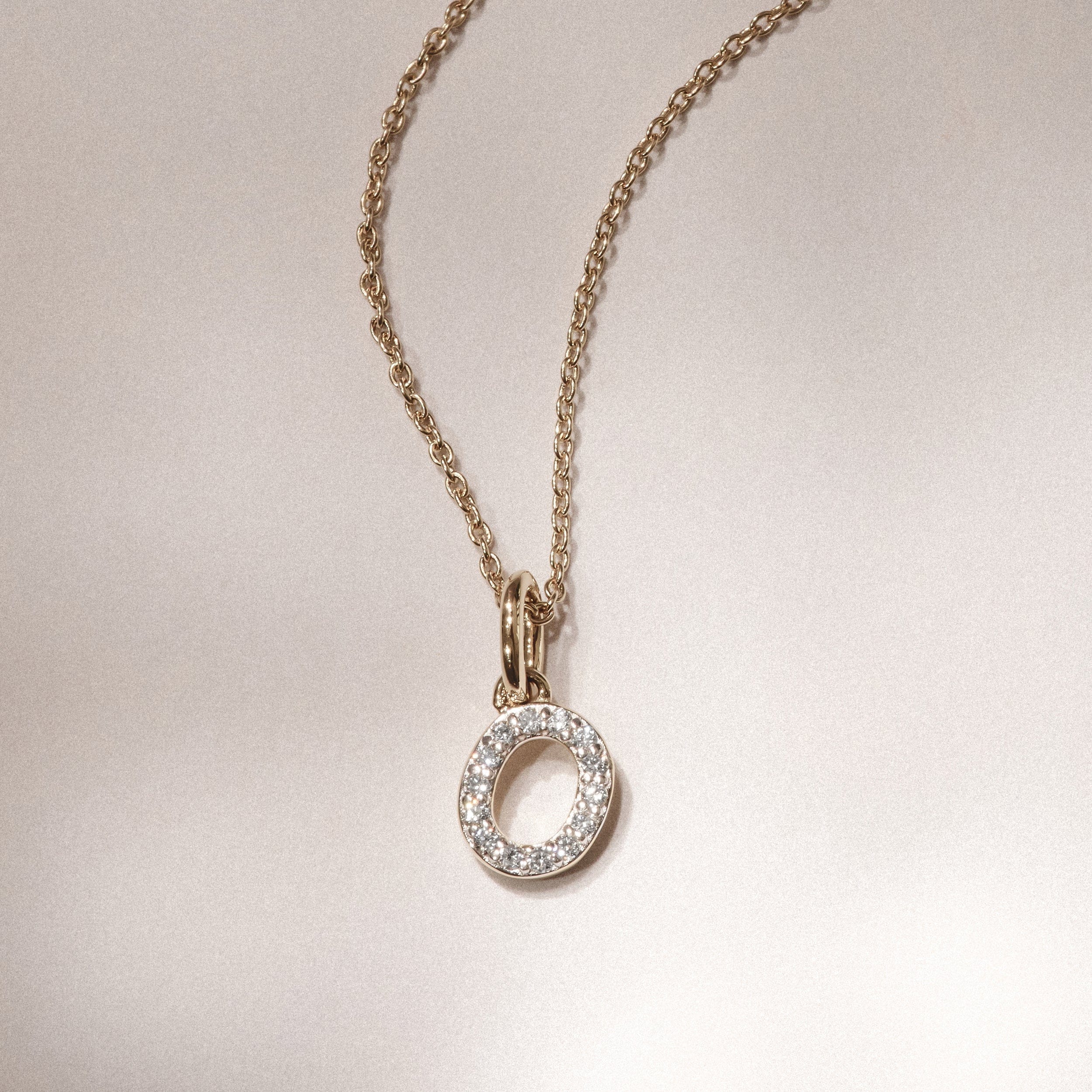 Initial Love Letter Initial O Lab Diamond Necklace set in 18K Gold Vermeil