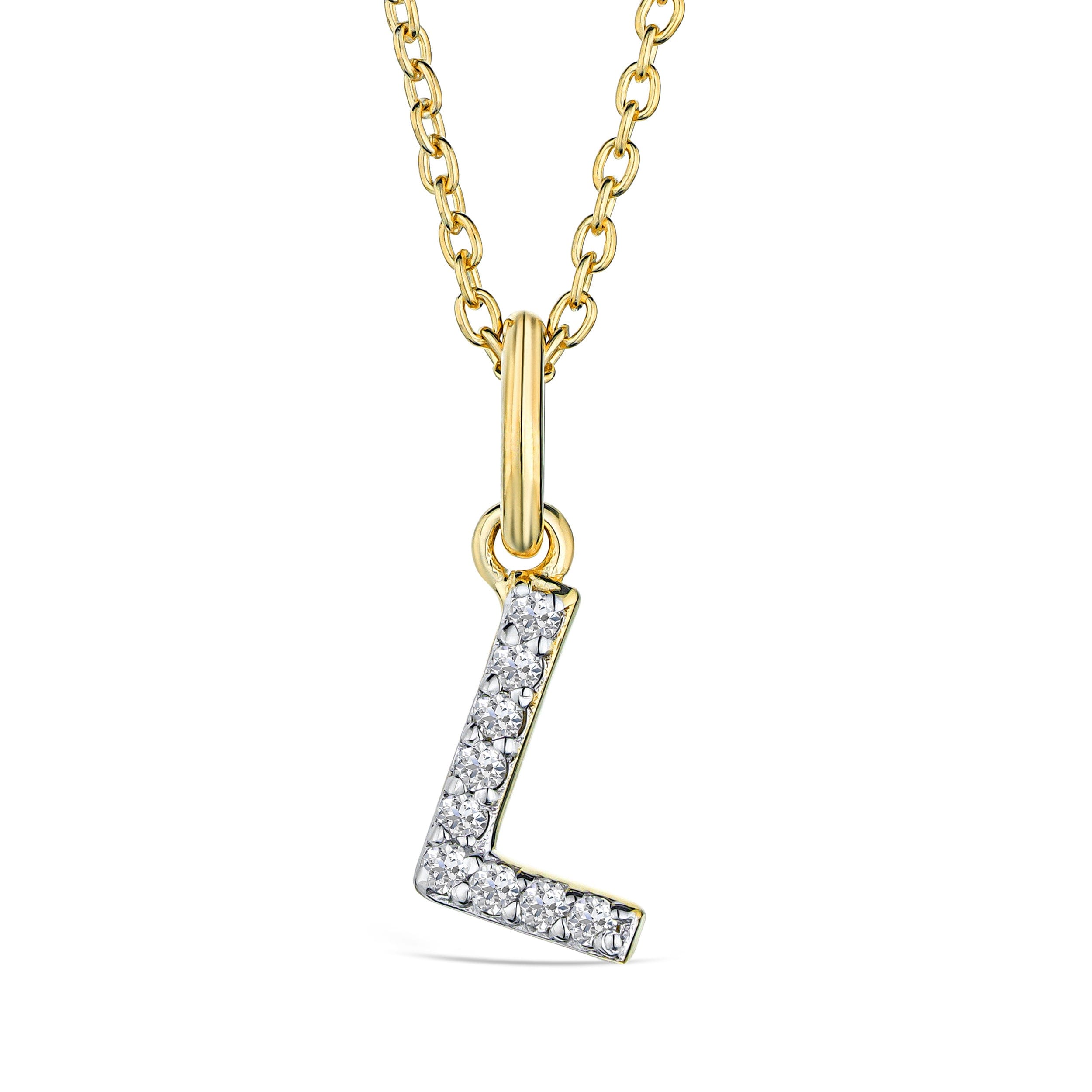 Initial Love Letter Initial L Lab Diamond Necklace set in 18K Gold Vermeil