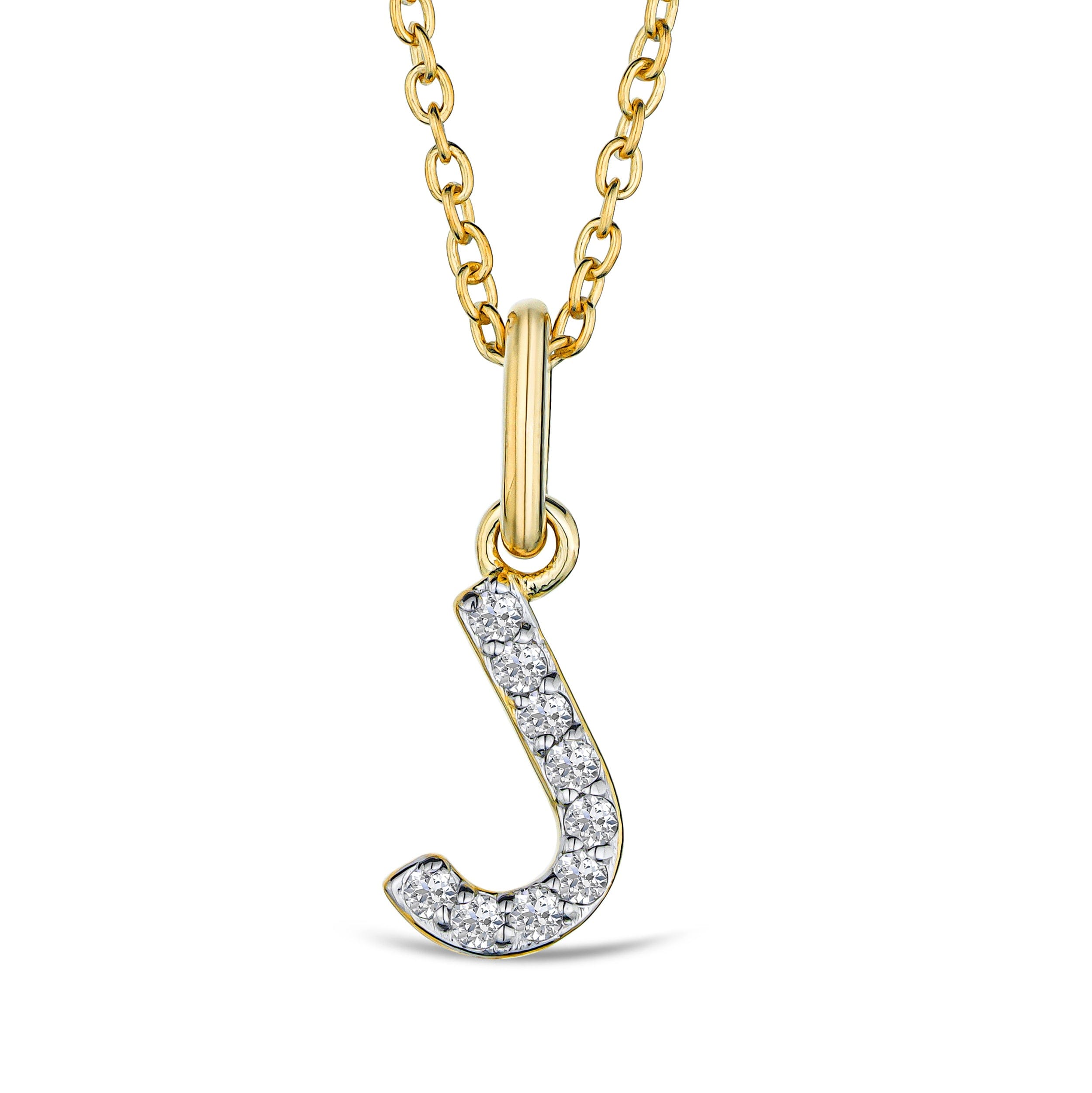 Initial Love Letter Initial J Lab Diamond Necklace set in 18K Gold Vermeil