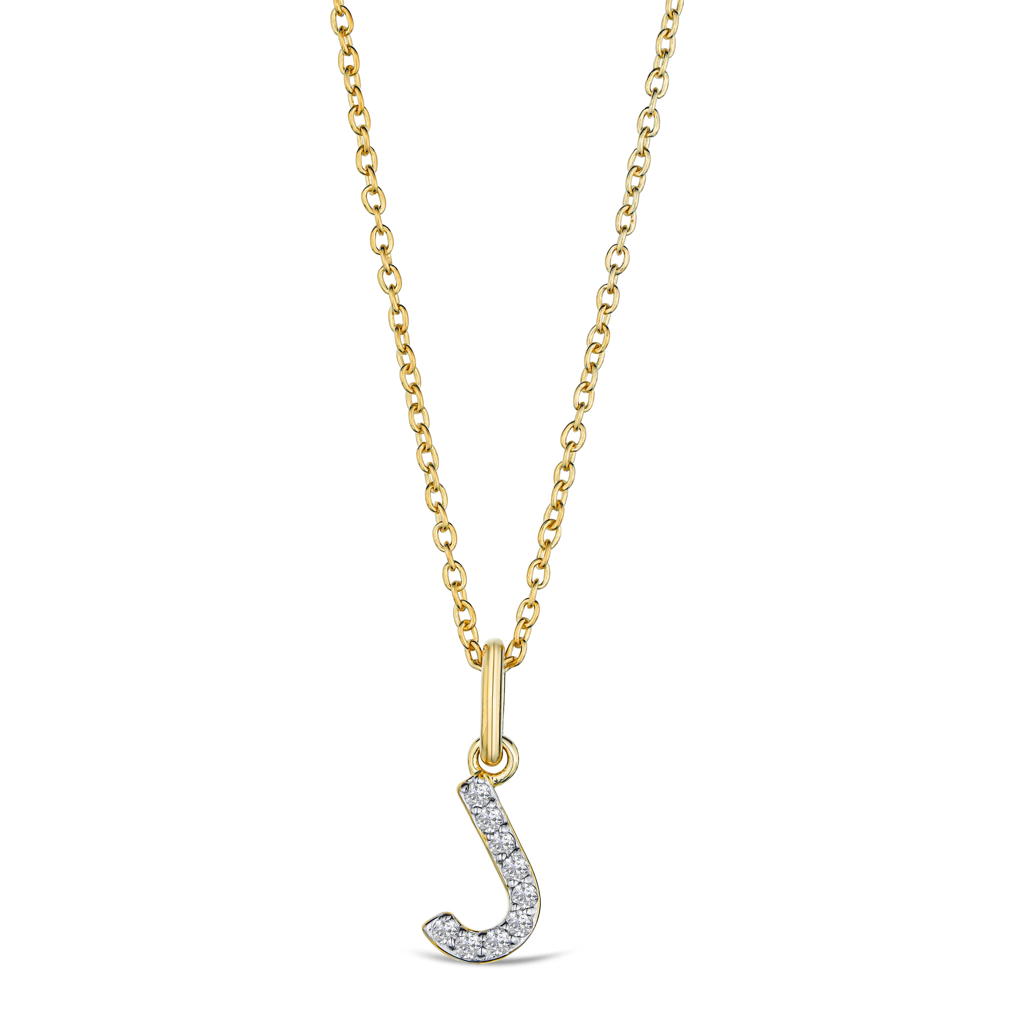 Initial Love Letter Initial J Lab Diamond Necklace set in 18K Gold Vermeil