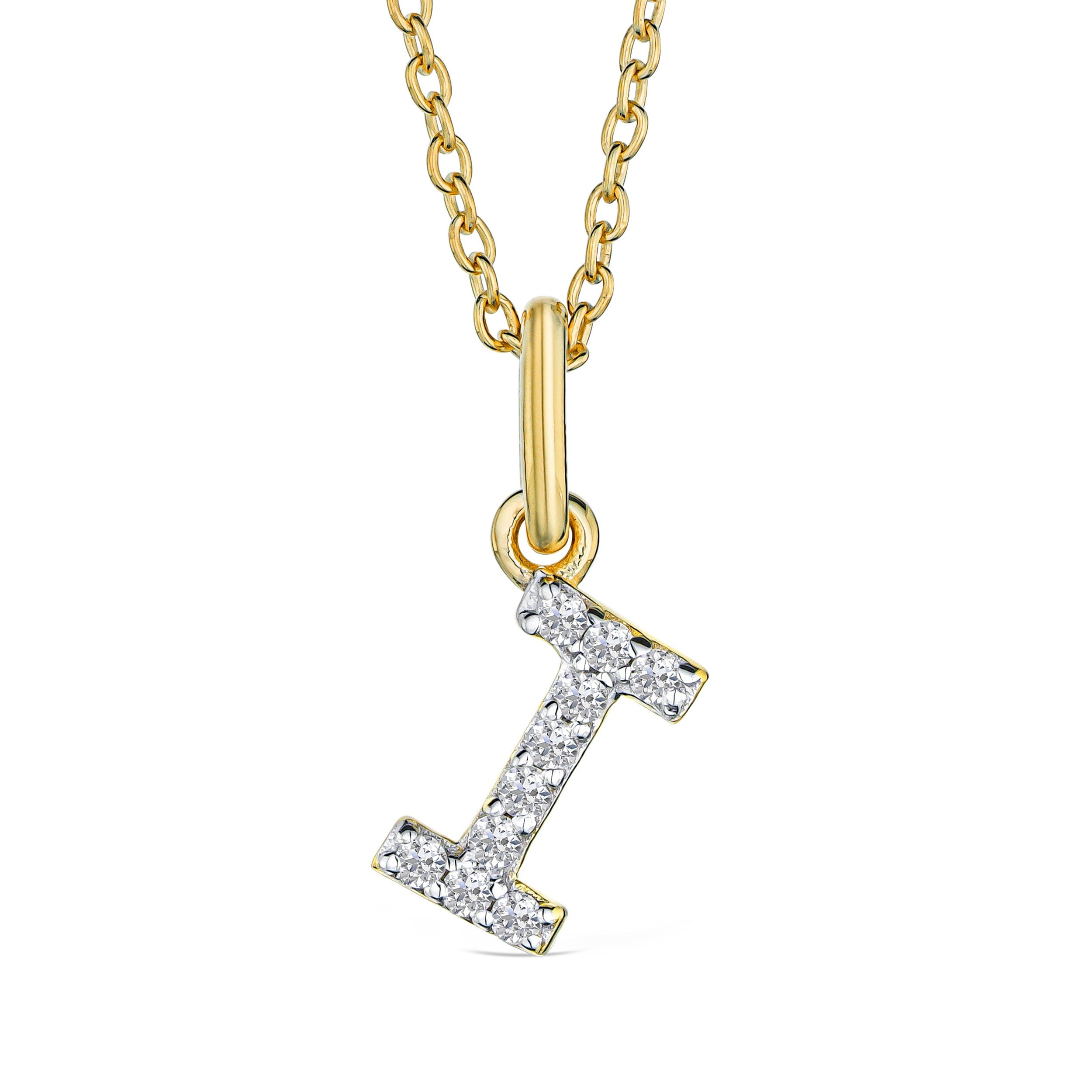 Initial Love Letter Initial I Lab Diamond Necklace set in 18K Gold Vermeil