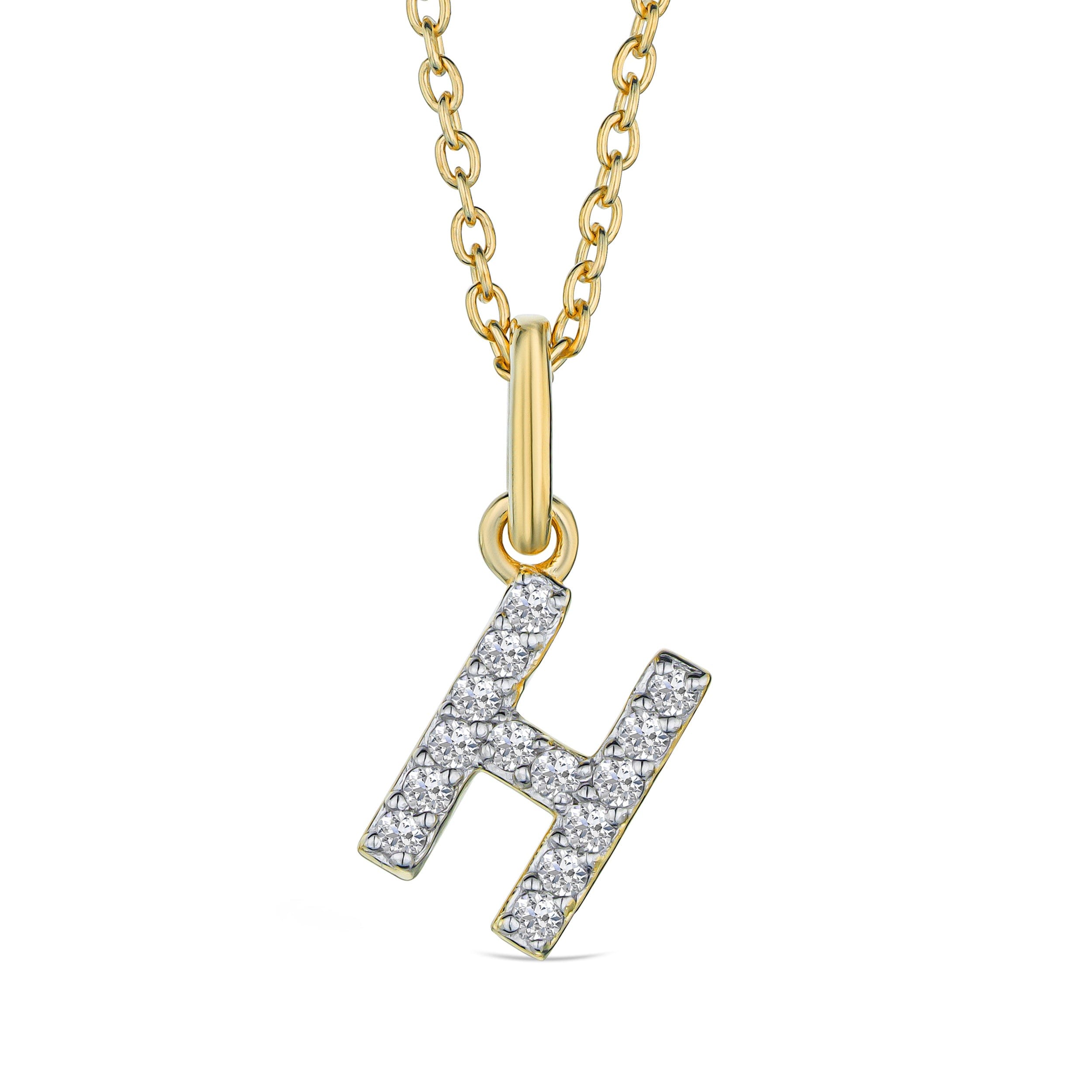 Initial Love Letter Initial H Lab Diamond Necklace set in 18K Gold Vermeil