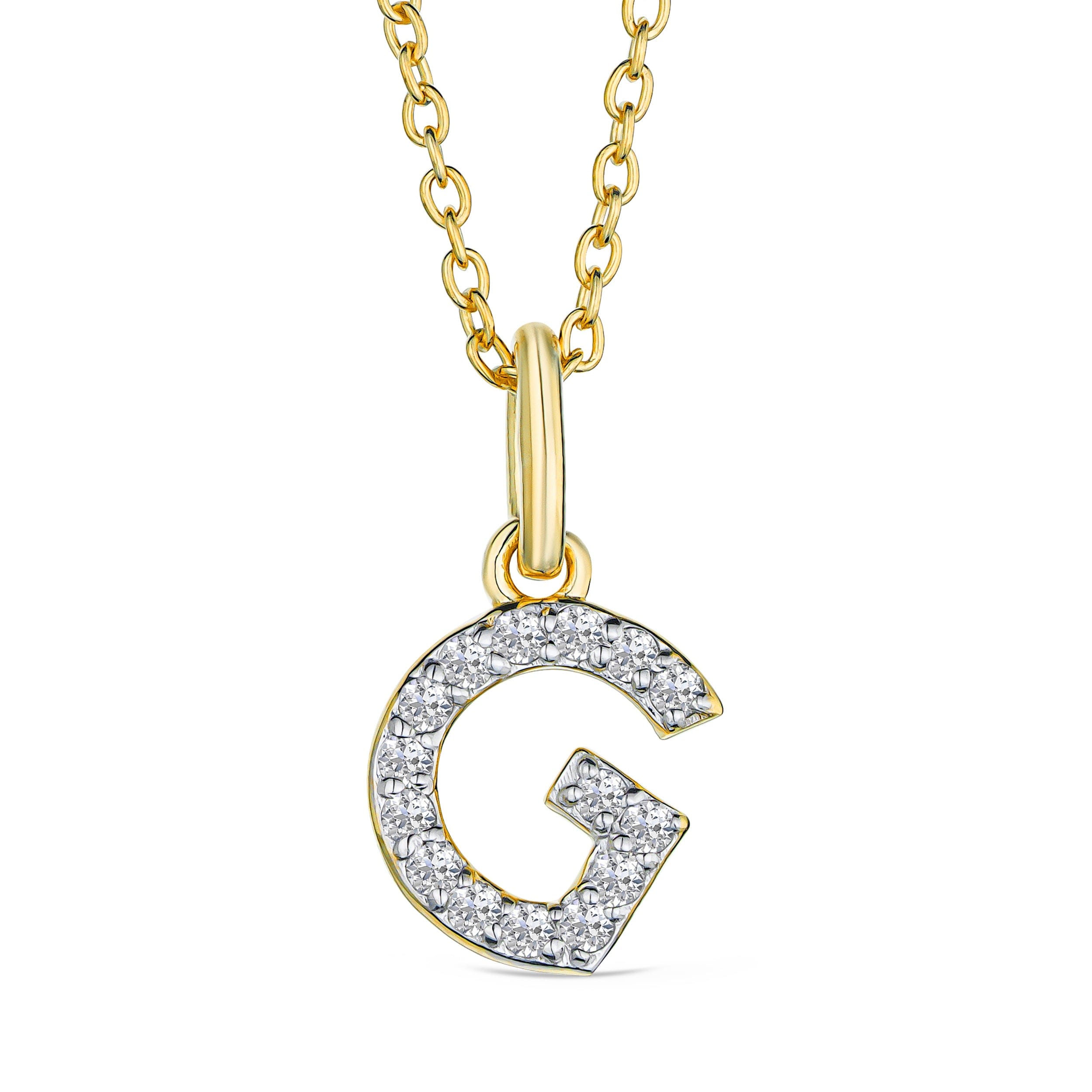 Initial Love Letter Initial G Lab Diamond Necklace set in 18K Gold Vermeil