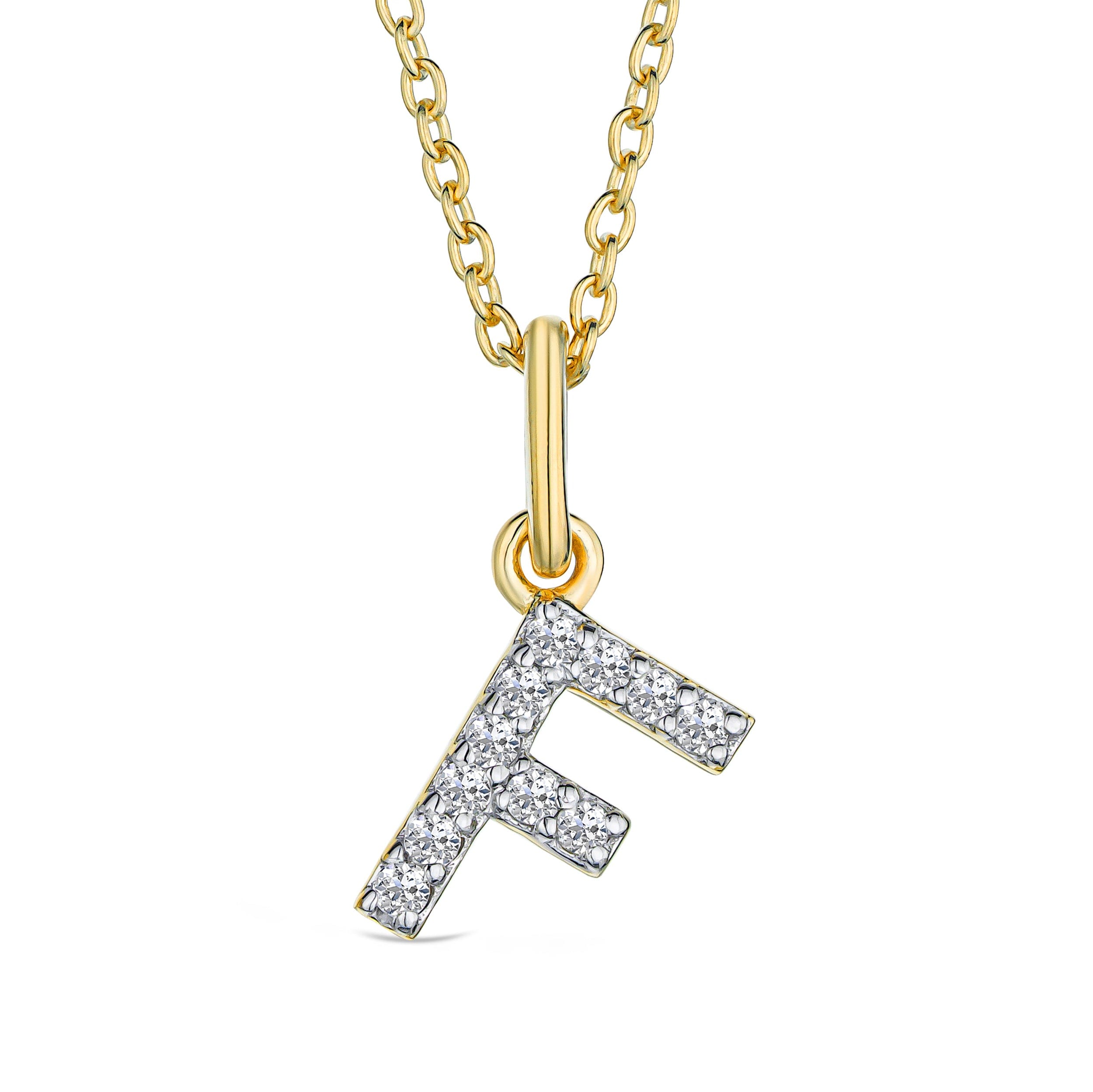 Initial Love Letter Initial F Lab Diamond Necklace set in 18K Gold Vermeil