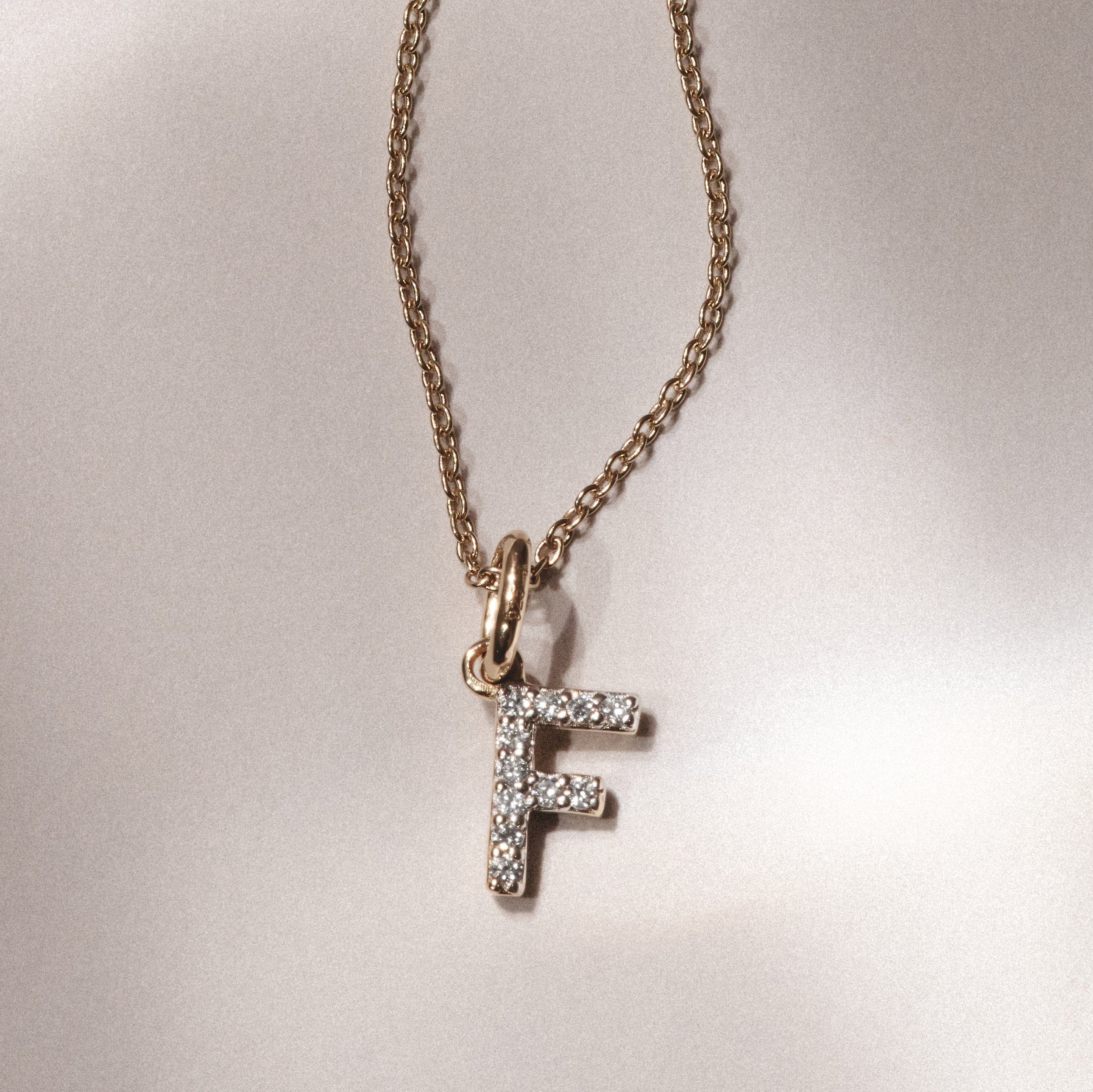 Initial Love Letter Initial F Lab Diamond Necklace set in 18K Gold Vermeil
