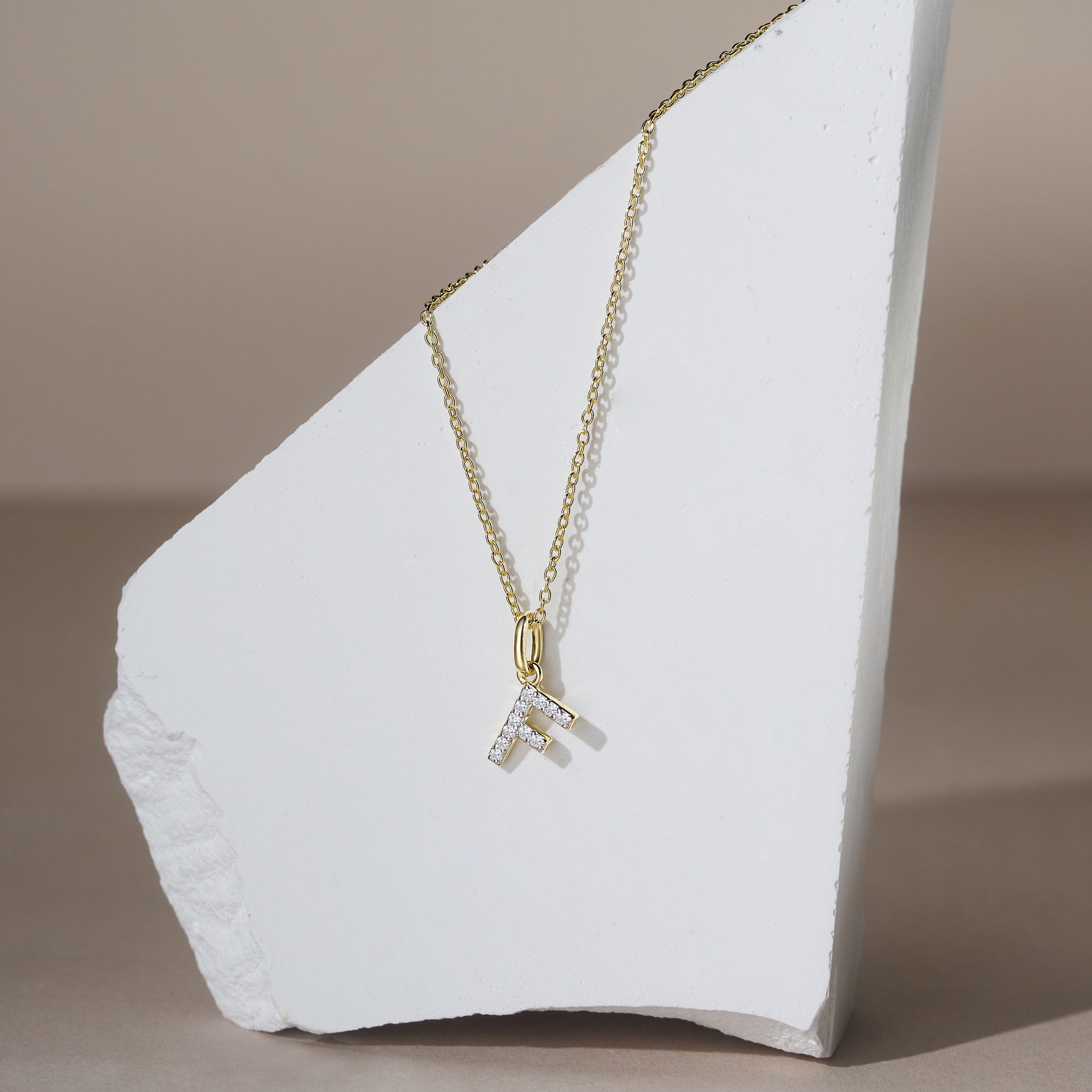 Initial Love Letter Initial F Lab Diamond Necklace set in 18K Gold Vermeil