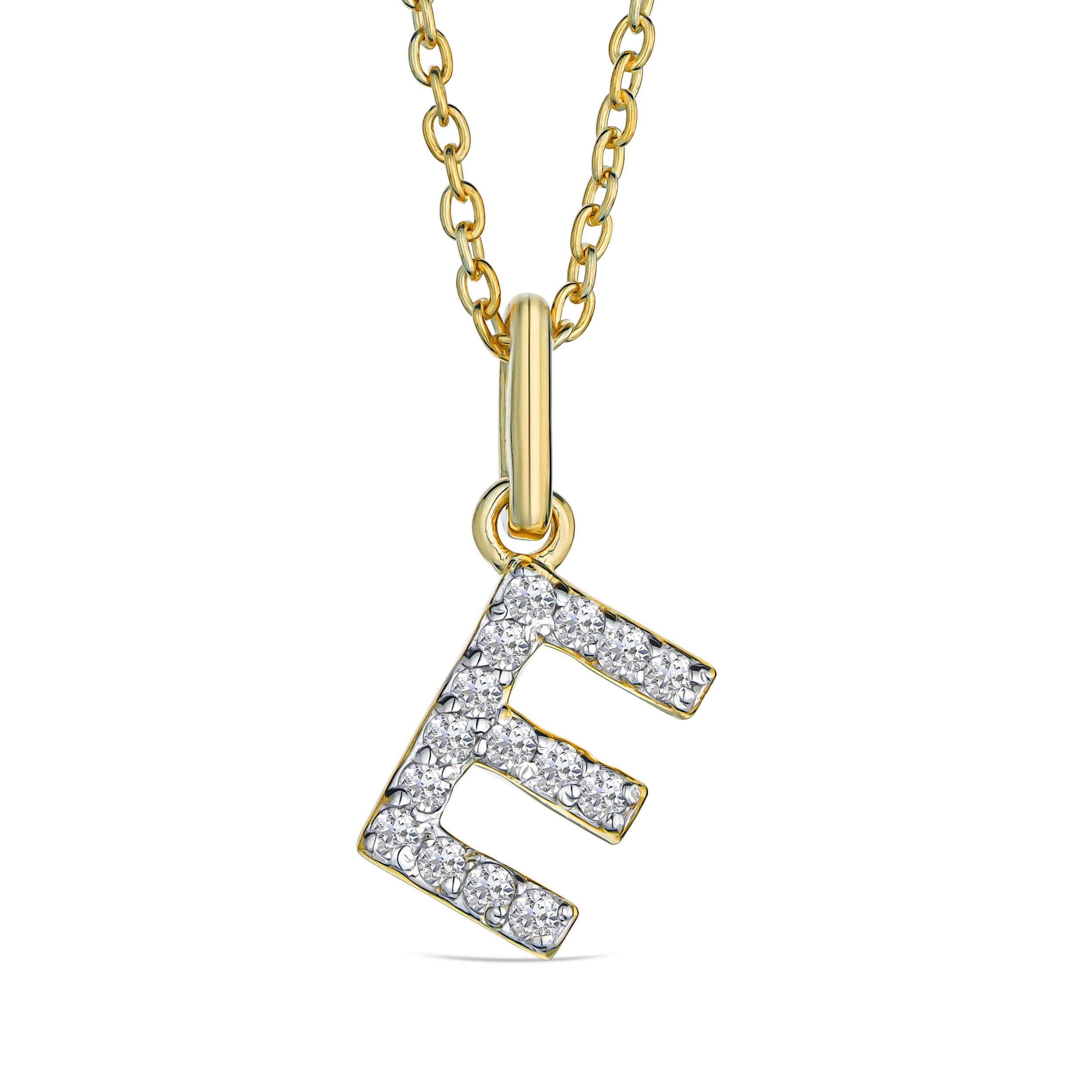 Initial Love Letter Initial E Lab Diamond Necklace set in 18K Gold Vermeil