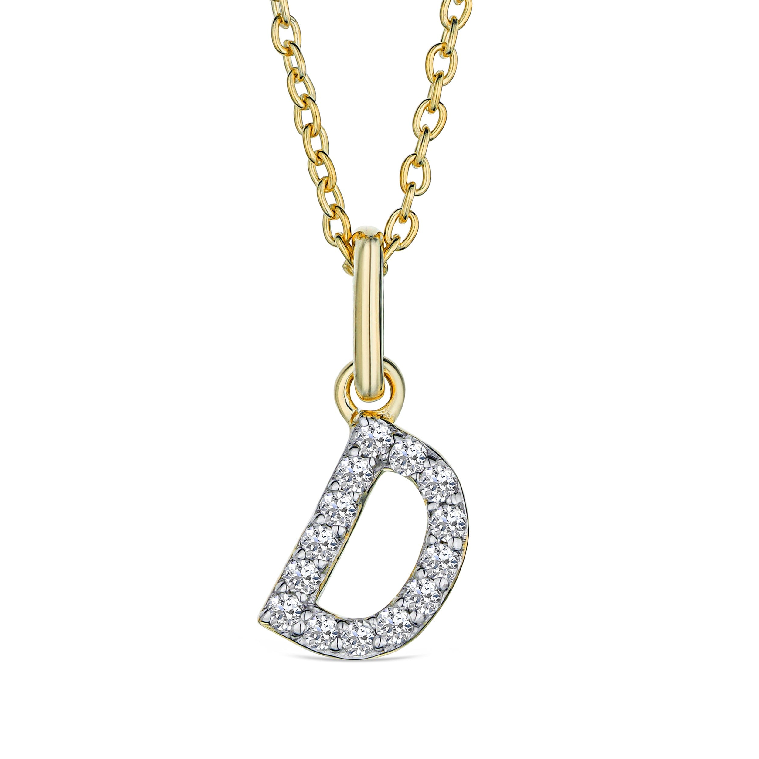 Initial Love Letter Initial D Lab Diamond Necklace set in 18K Gold Vermeil