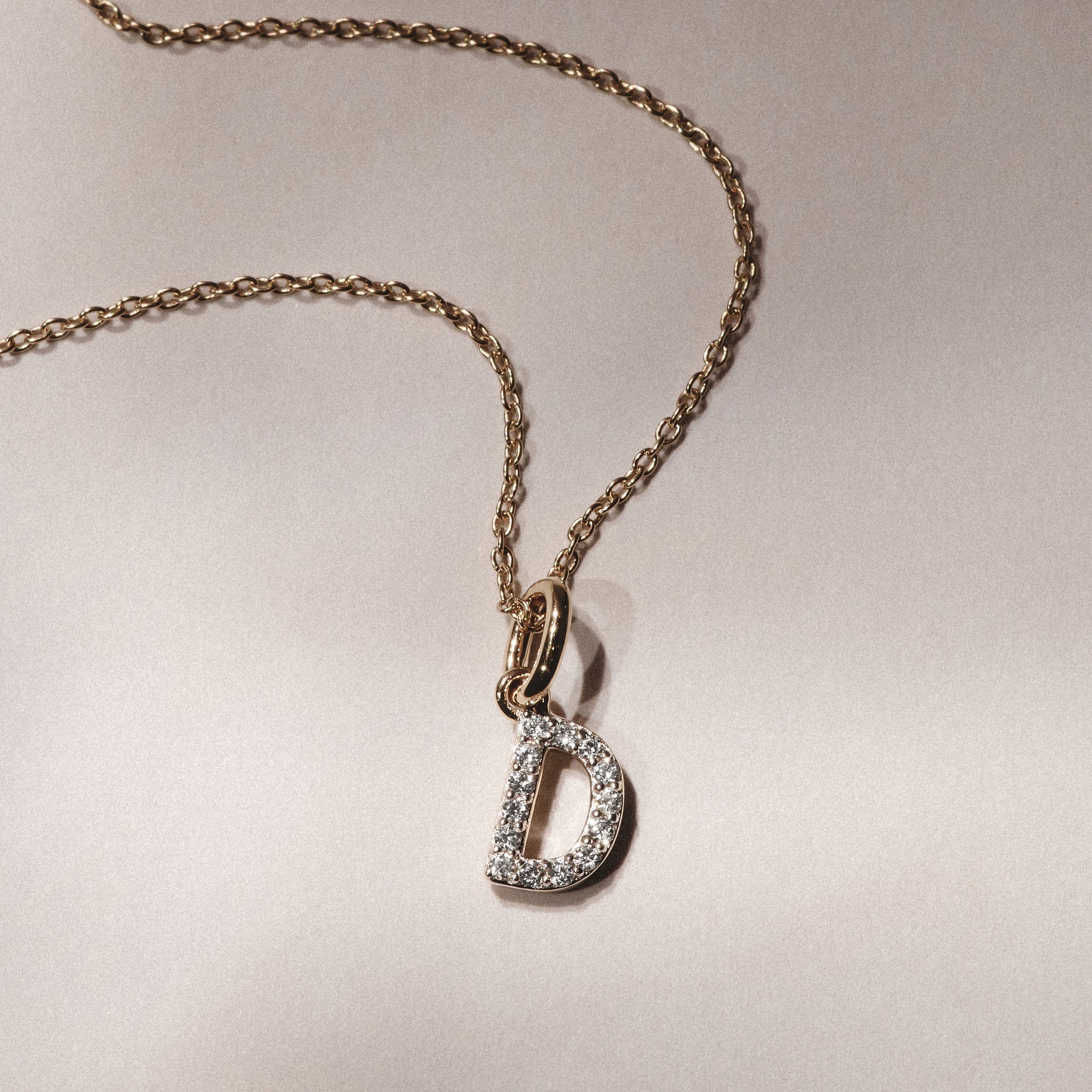 Initial Love Letter Initial D Lab Diamond Necklace set in 18K Gold Vermeil