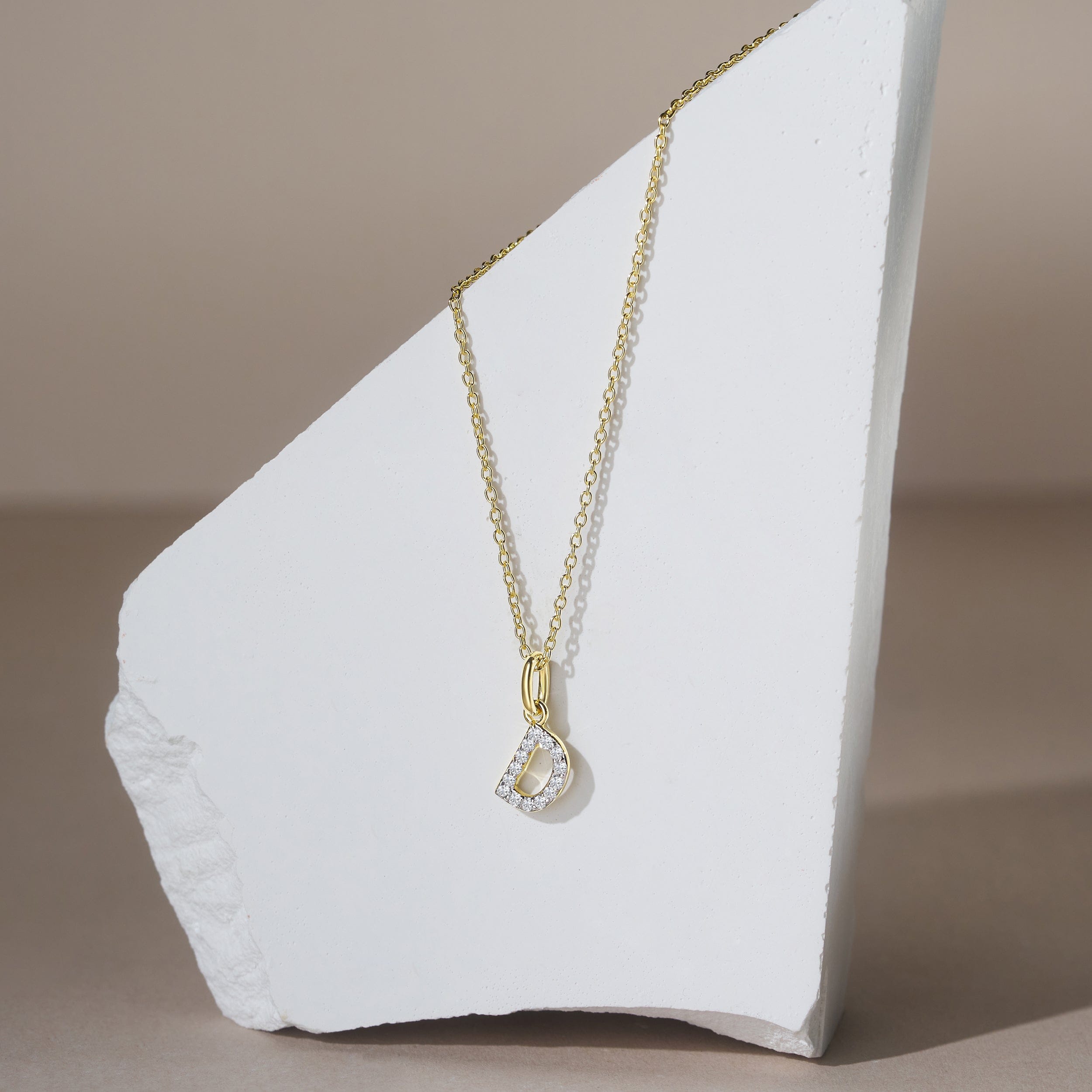 Initial Love Letter Initial D Lab Diamond Necklace set in 18K Gold Vermeil